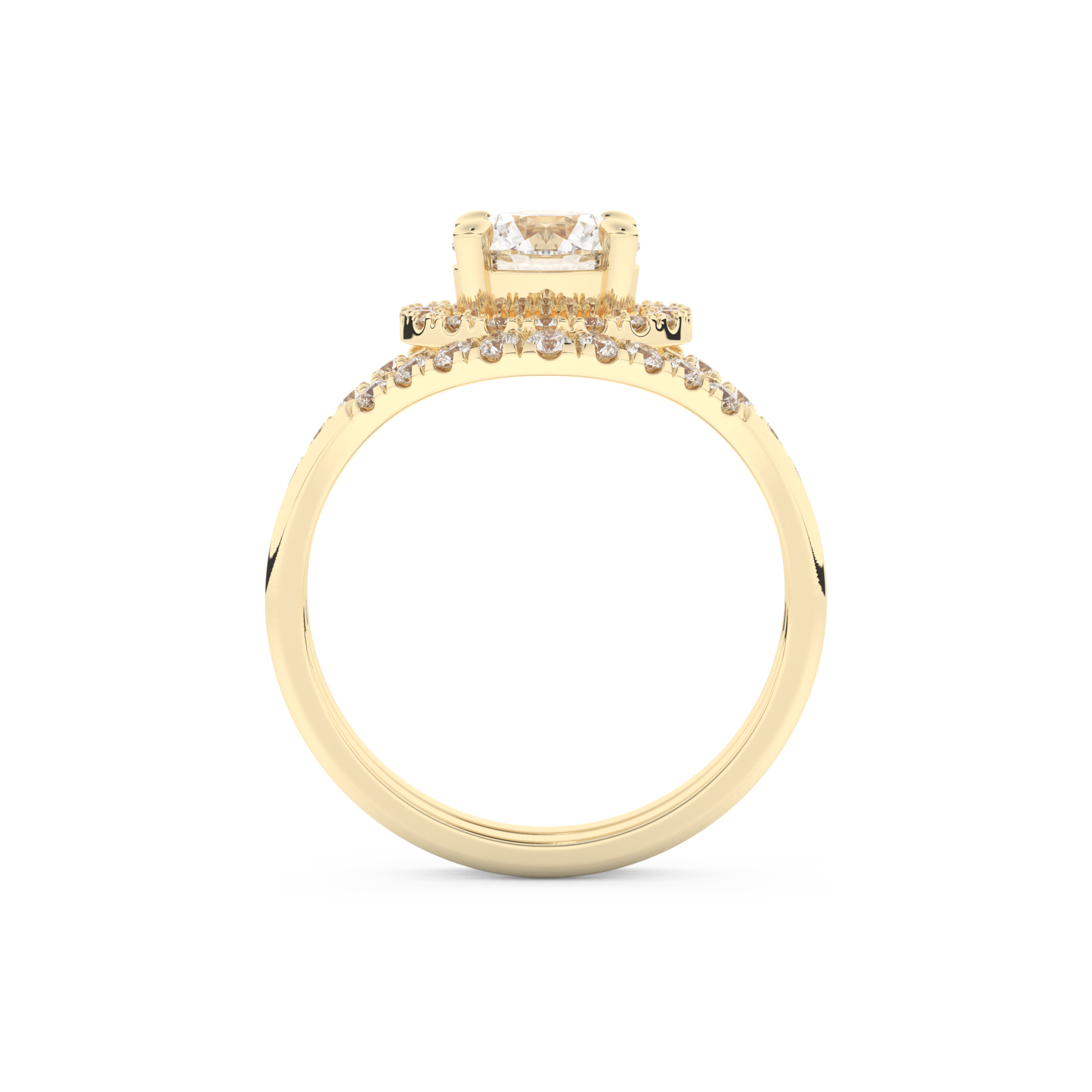 Round Cut Moissanite Bridal Set with Pave Settings– 1.03 CT Center, 0.44 TCW Accents