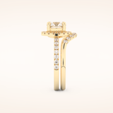 1.03 CT Round Shaped Halo & Pave Moissanite Bridal Set