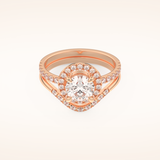 1.03 CT Round Shaped Halo & Pave Moissanite Bridal Set