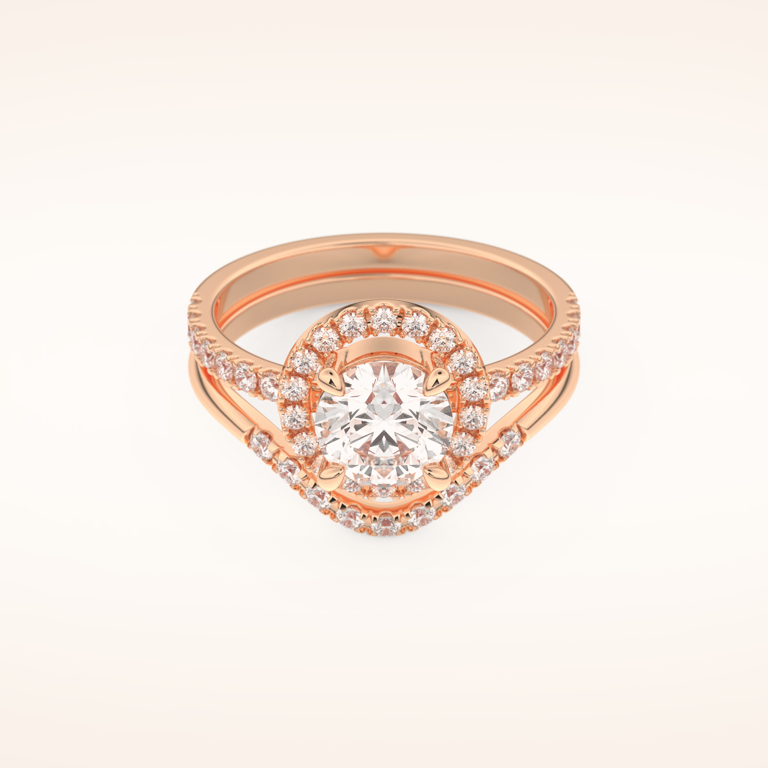 1.03 CT Round Shaped Halo & Pave Moissanite Bridal Set