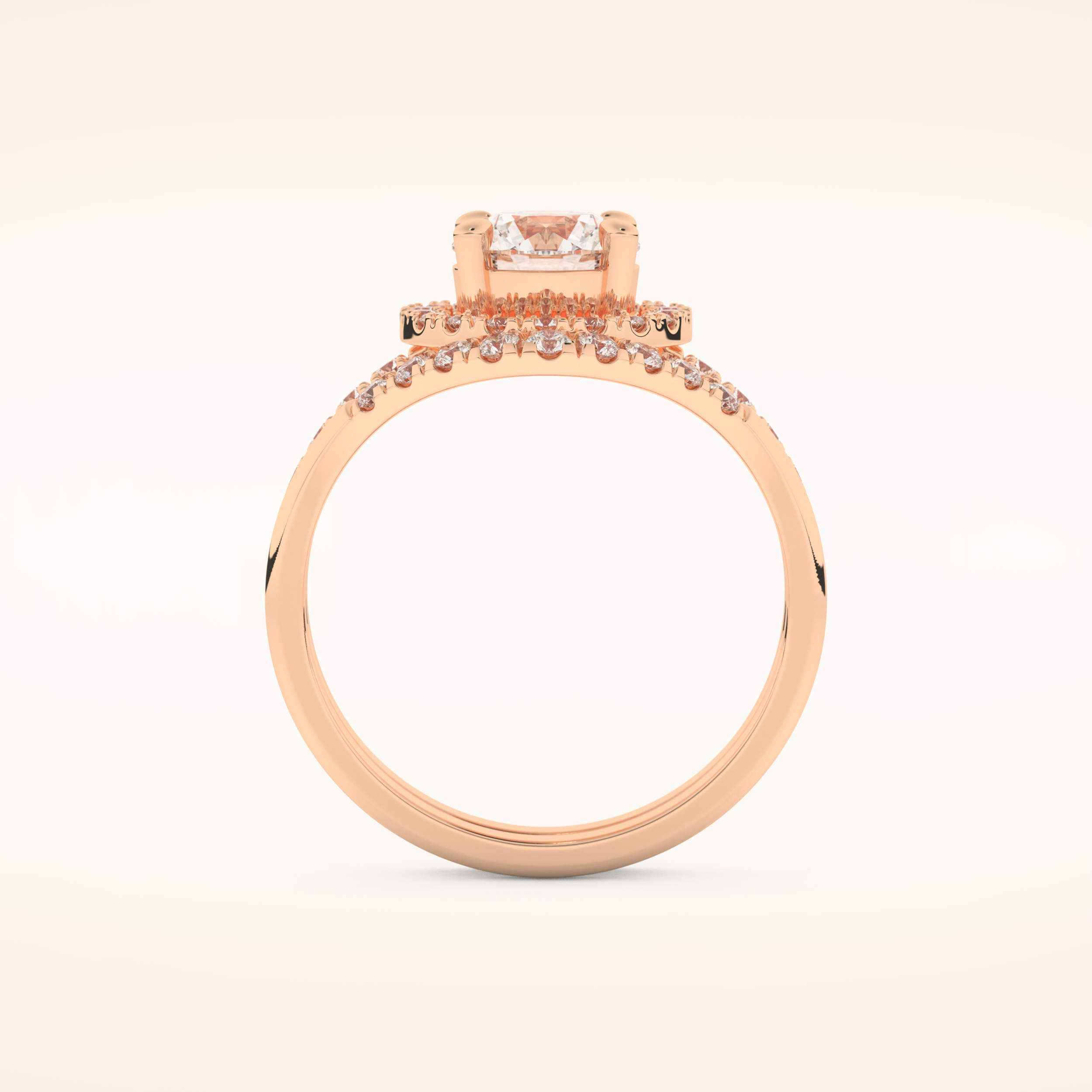 1.03 CT Round Shaped Halo & Pave Moissanite Bridal Set