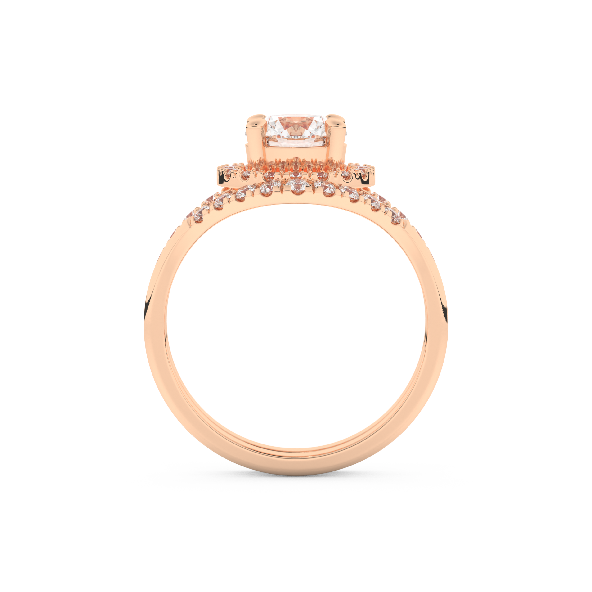Round Cut Moissanite Bridal Set with Pave Settings– 1.03 CT Center, 0.44 TCW Accents