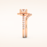 1.03 CT Round Shaped Halo & Pave Moissanite Bridal Set