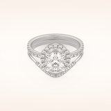 1.03 CT Round Shaped Halo & Pave Moissanite Bridal Set