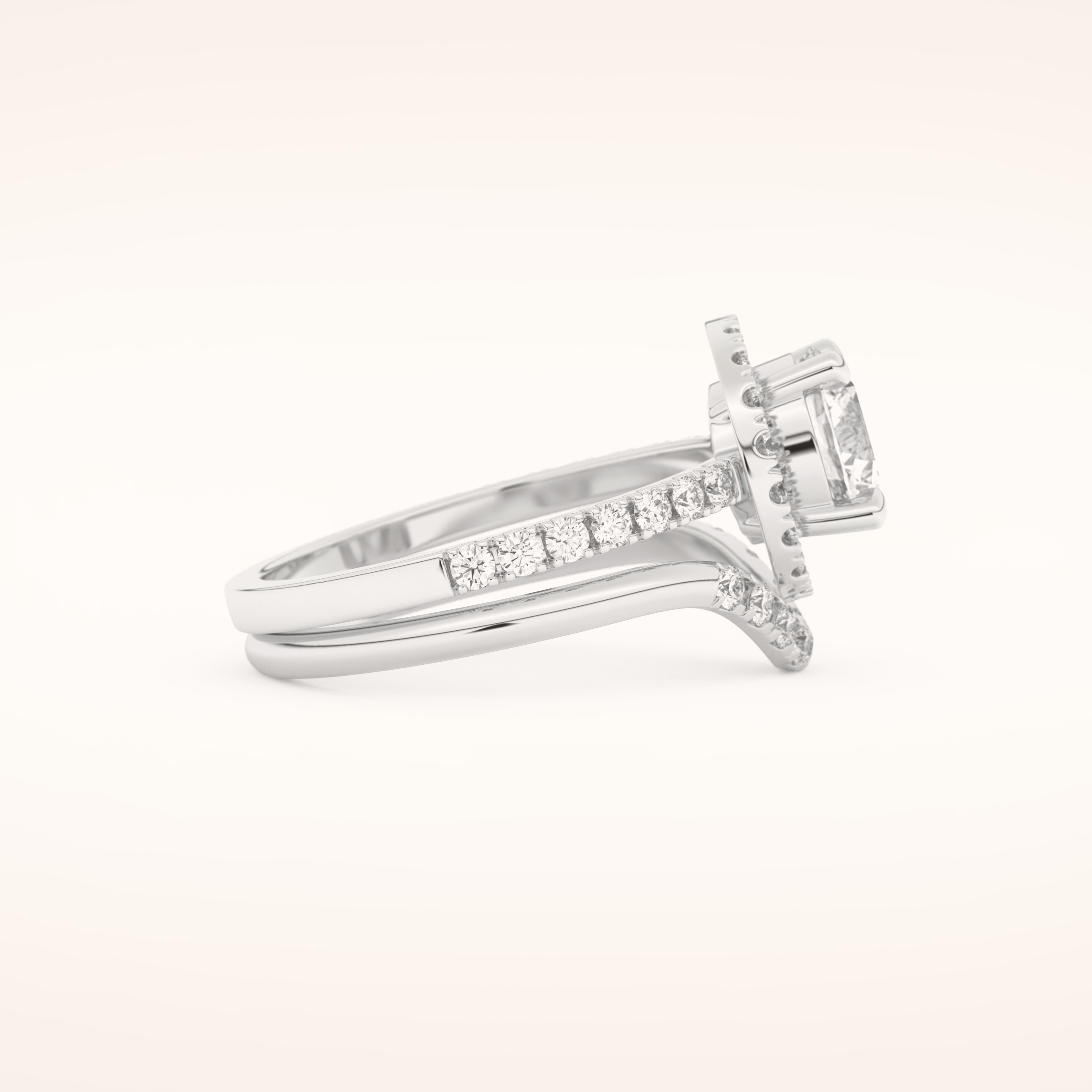 1.03 CT Round Shaped Pave Moissanite Bridal Set 2