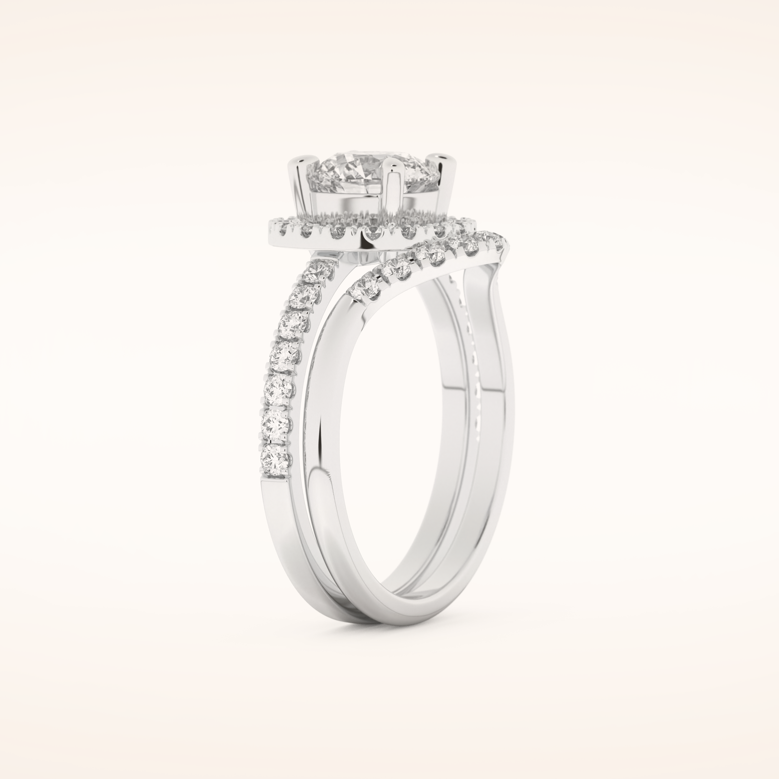 1.03 CT Round Shaped Pave Moissanite Bridal Set 4