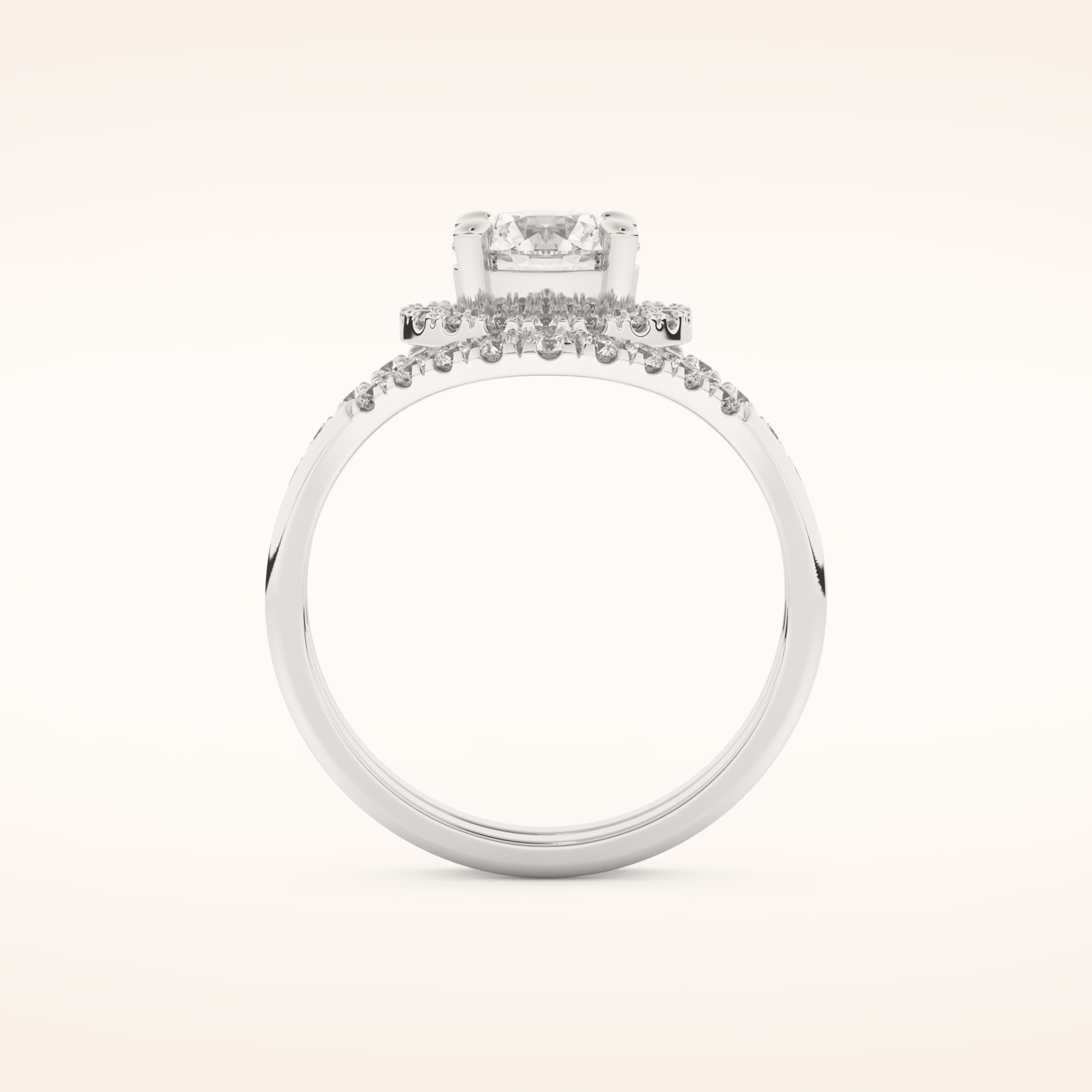 1.03 CT Round Shaped Halo & Pave Moissanite Bridal Set