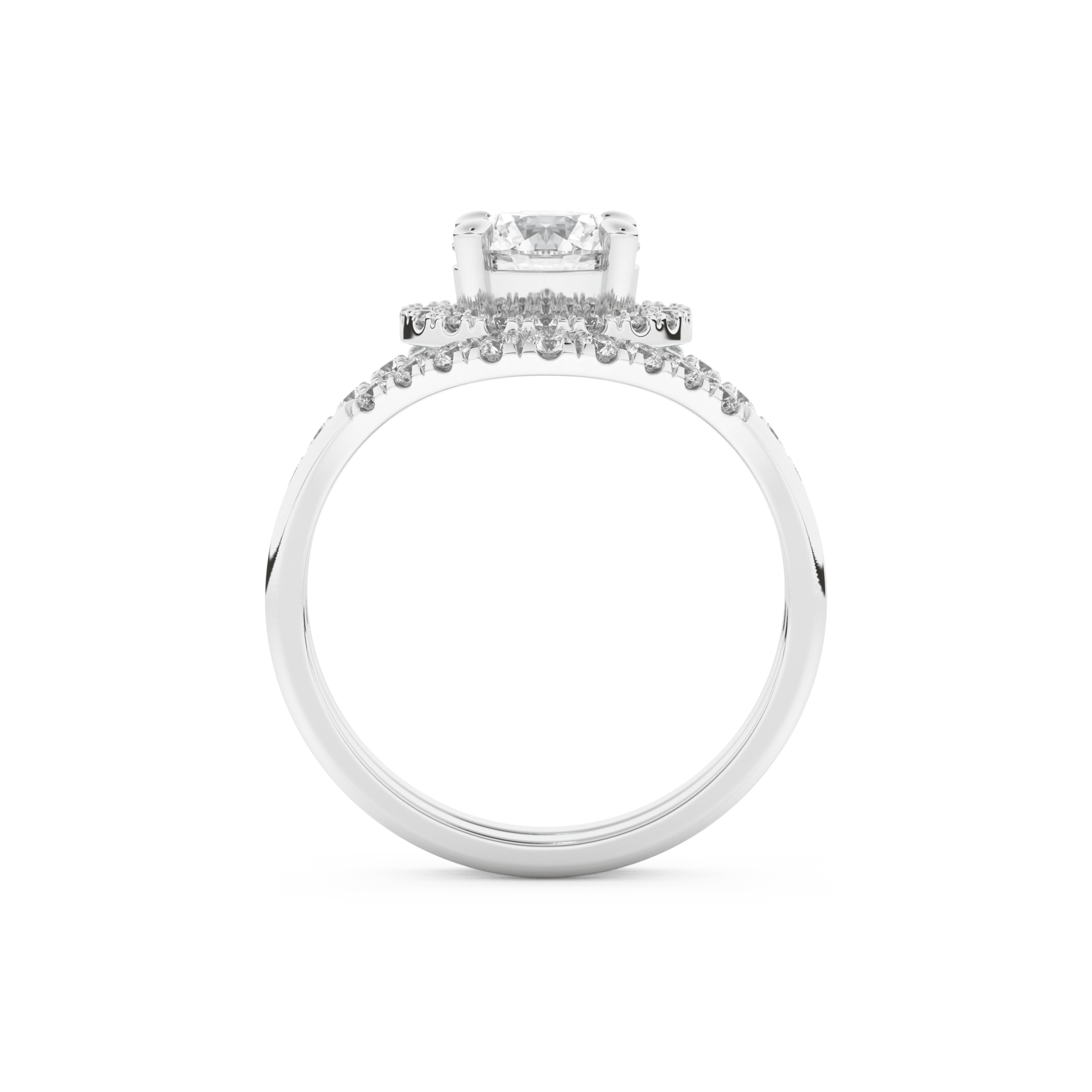 Round Cut Moissanite Bridal Set with Pave Settings– 1.03 CT Center, 0.44 TCW Accents