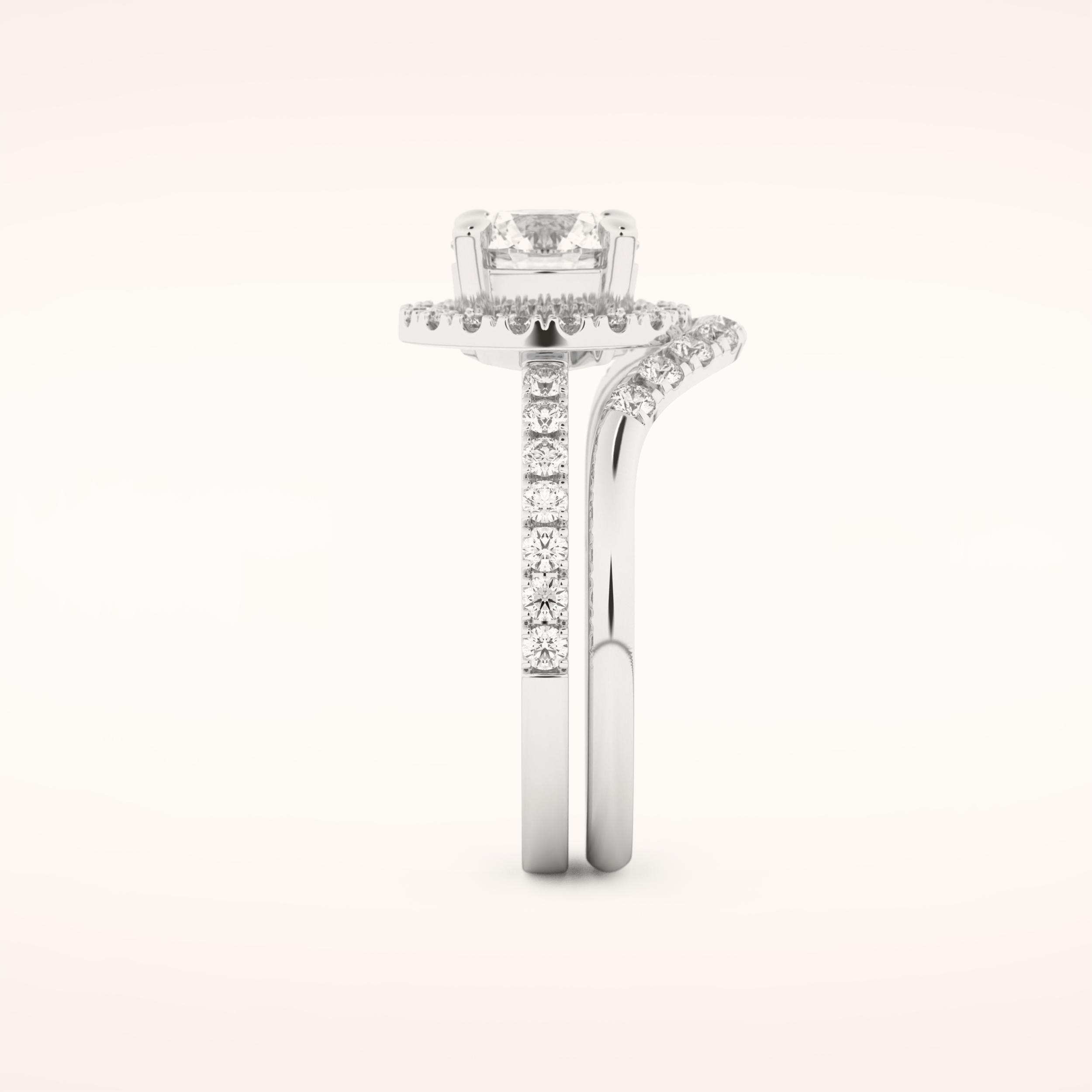 1.03 CT Round Shaped Halo & Pave Moissanite Bridal Set