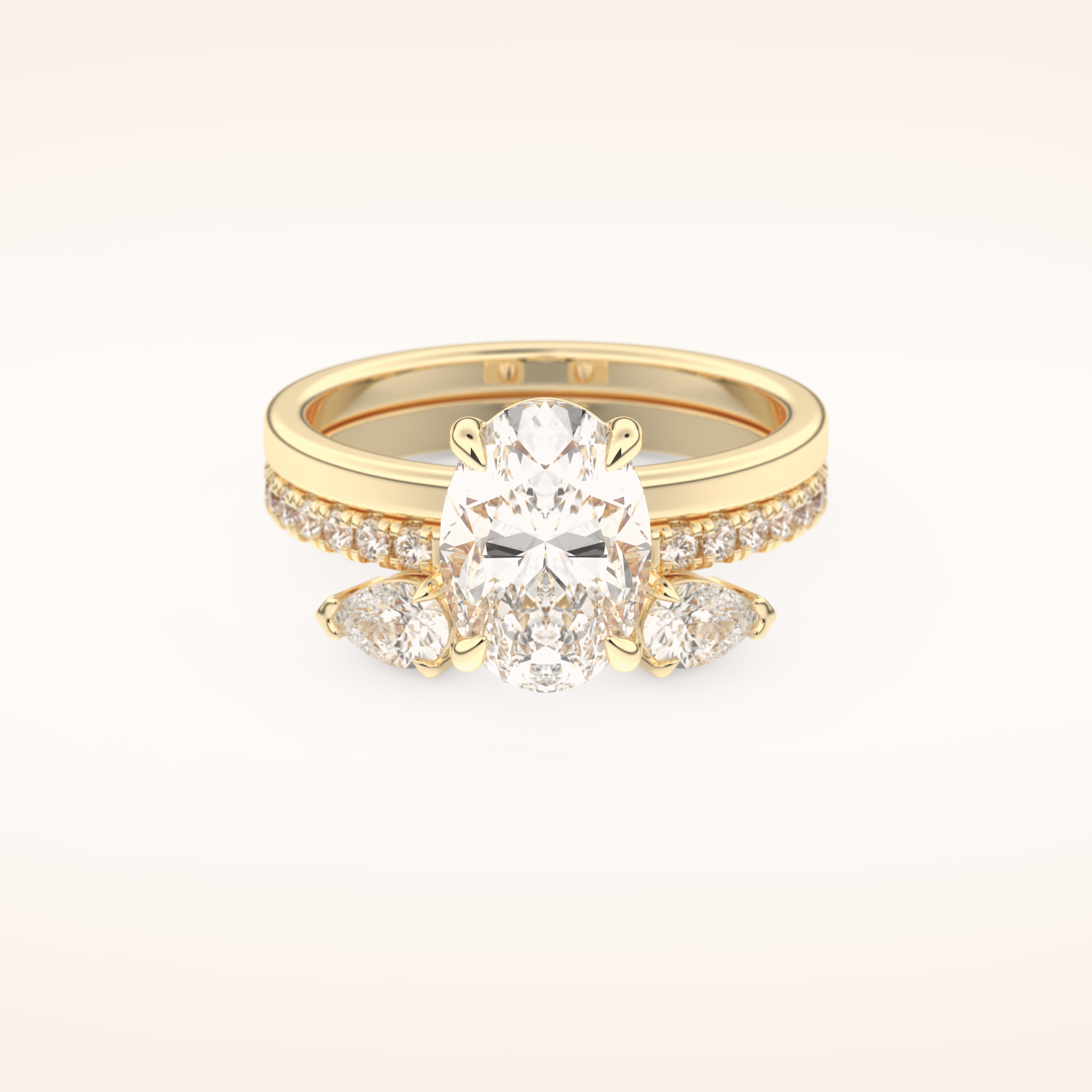 2.12 CT Oval Shaped Solitaire Moissanite Bridal Set 7