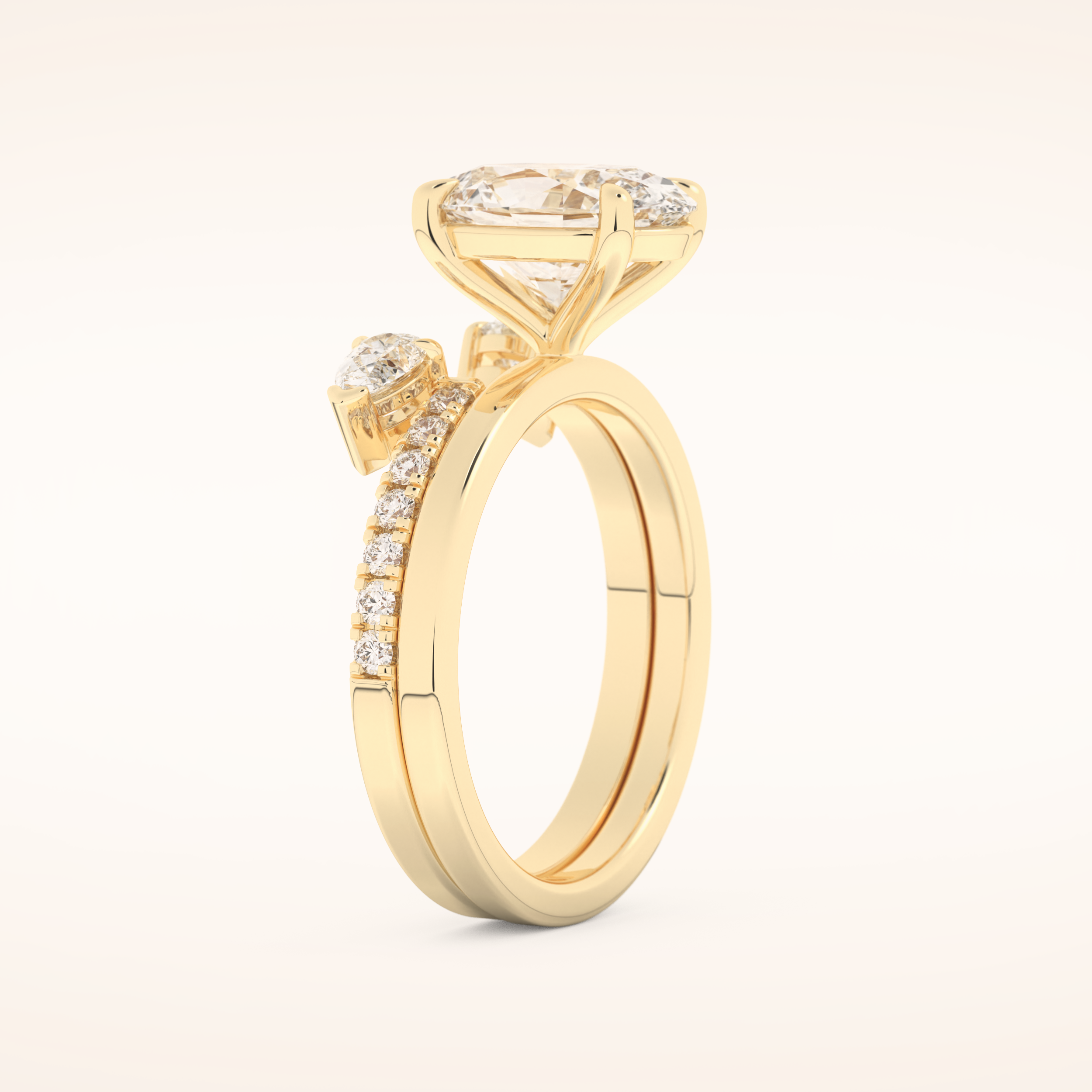 2.12 CT Oval Shaped Solitaire Moissanite Bridal Set 10