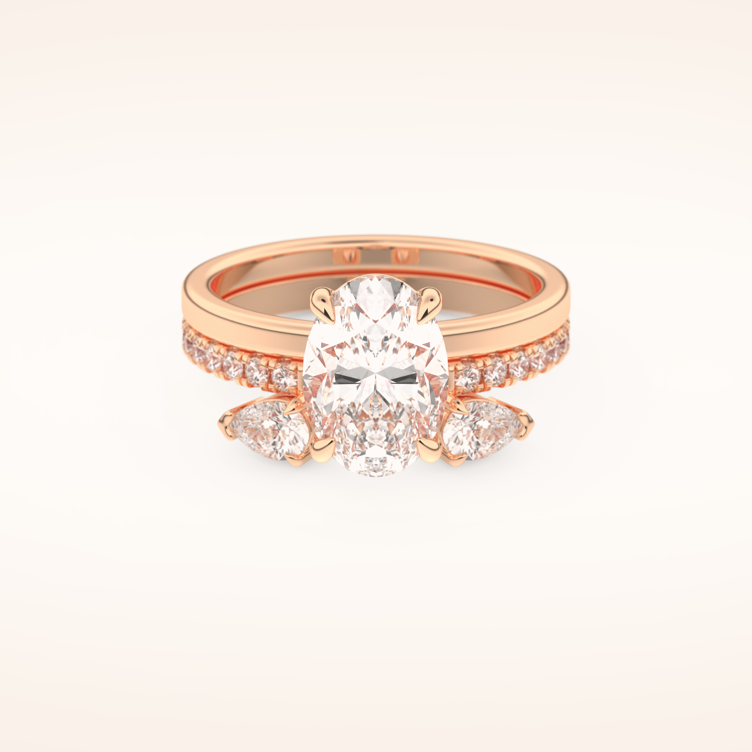 2.12 CT Oval Shaped Solitaire Moissanite Bridal Set 13