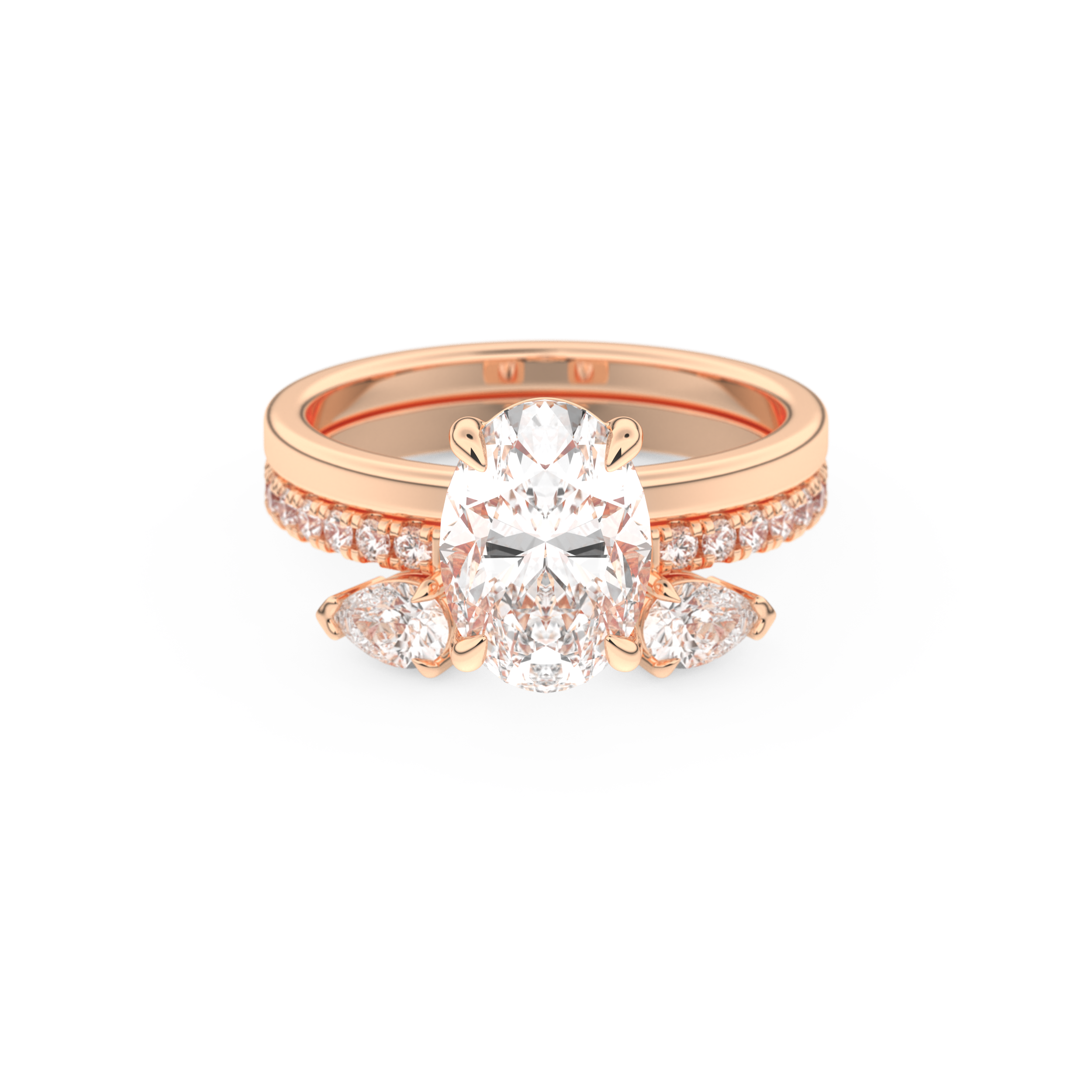 Oval Cut Moissanite Bridal Set with Solitaire Settings– 2.12 CT Center, 0.48 TCW Accents 13