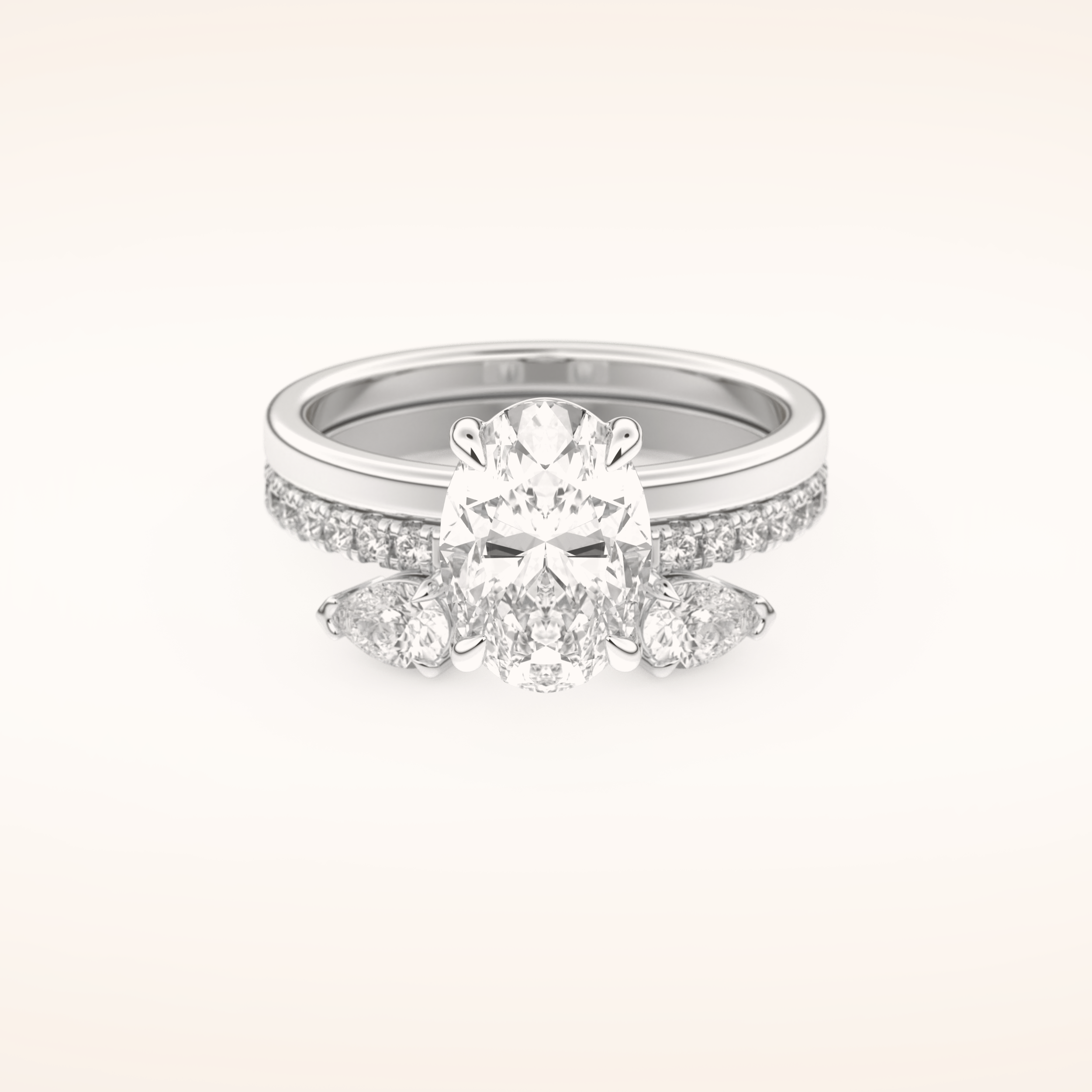 2.12 CT Oval Shaped Solitaire Moissanite Bridal Set 1