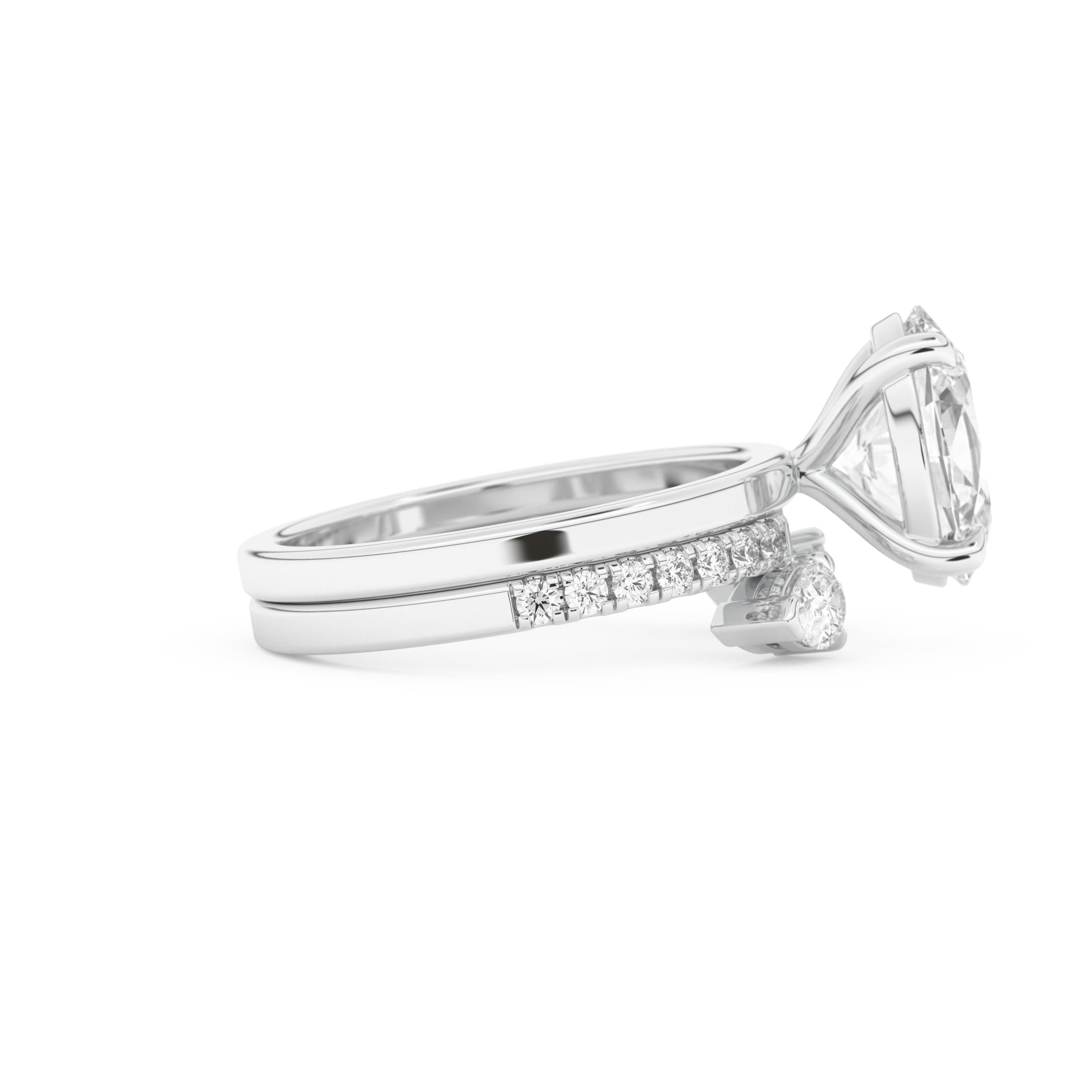 Oval Cut Moissanite Bridal Set with Solitaire Settings– 2.12 CT Center, 0.48 TCW Accents 2