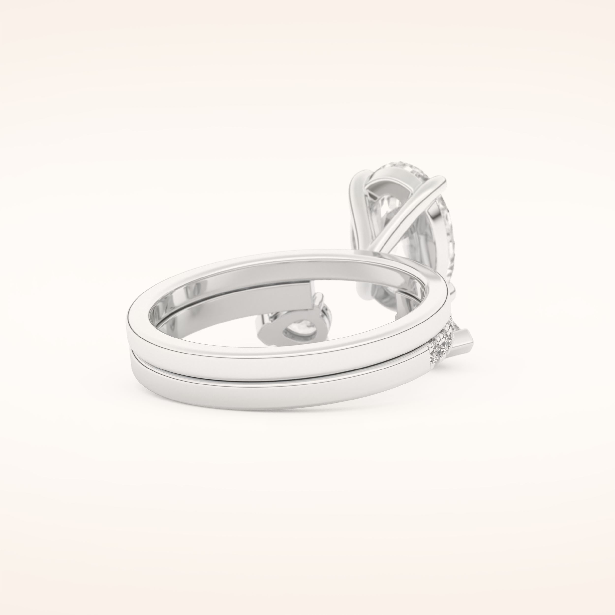 2.12 CT Oval Shaped Solitaire Moissanite Bridal Set 3