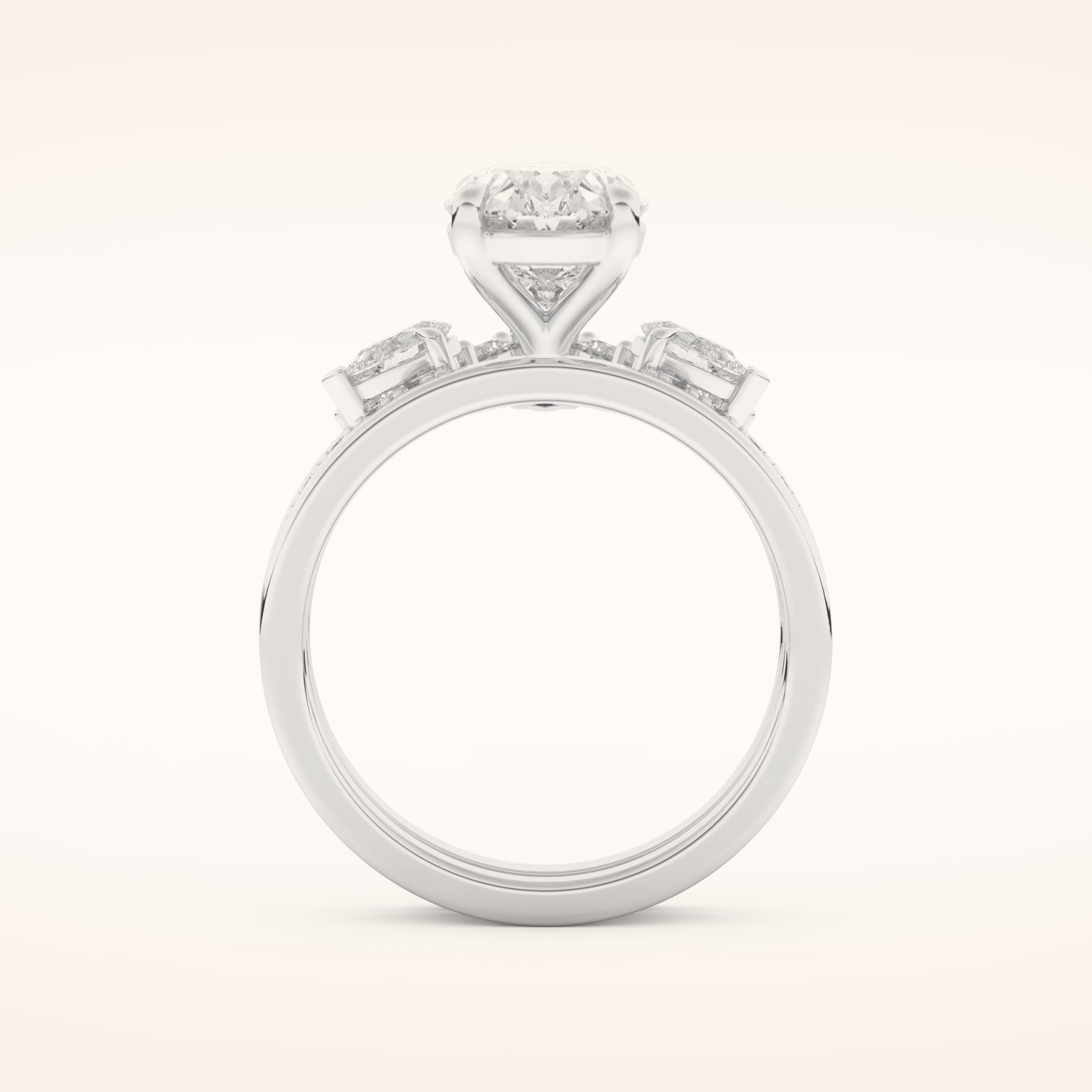 2.12 CT Oval Shaped Solitaire Moissanite Bridal Set 5