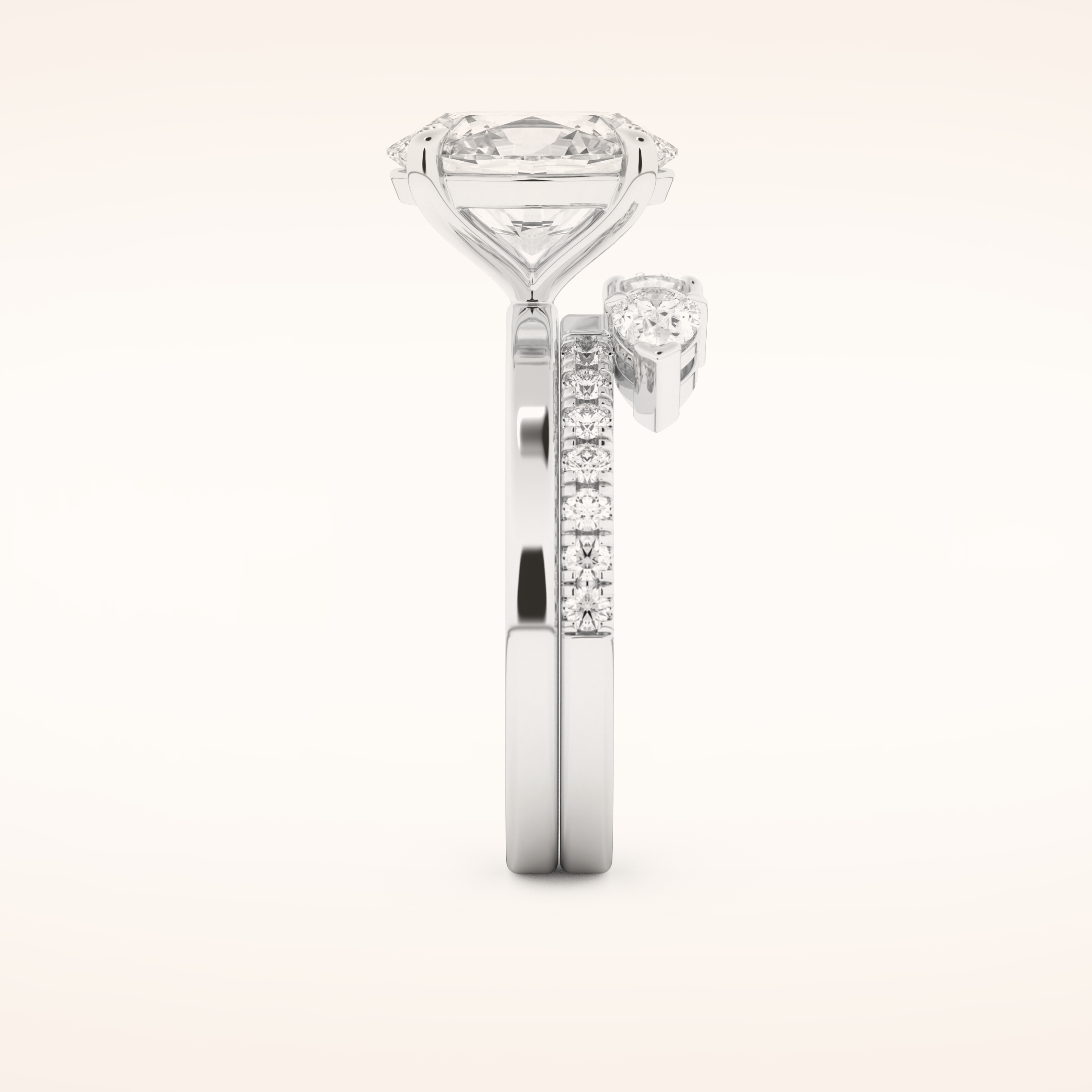 2.12 CT Oval Shaped Solitaire Moissanite Bridal Set 6