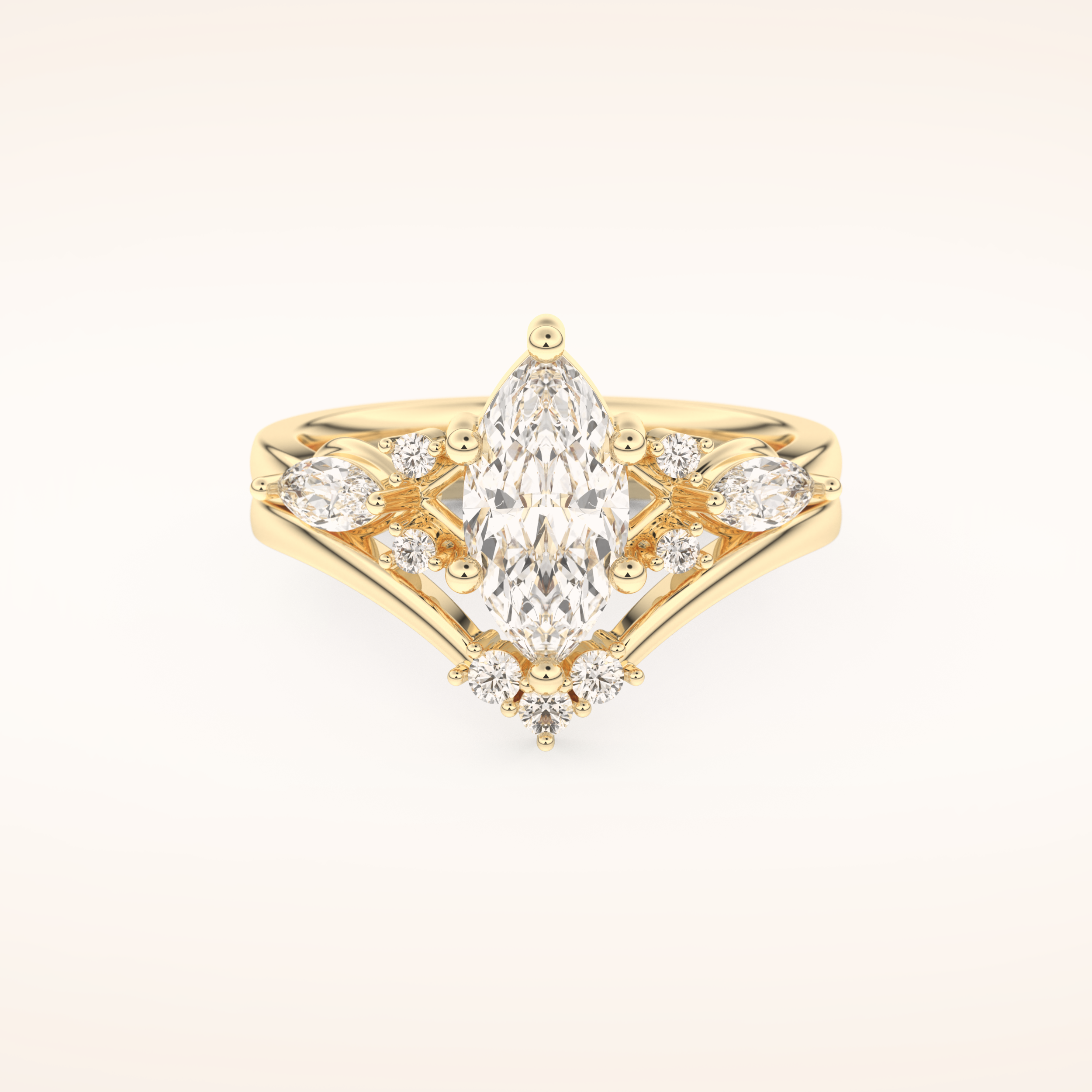1.08 CT Marquise Shaped Solitaire Moissanite Bridal Set 7