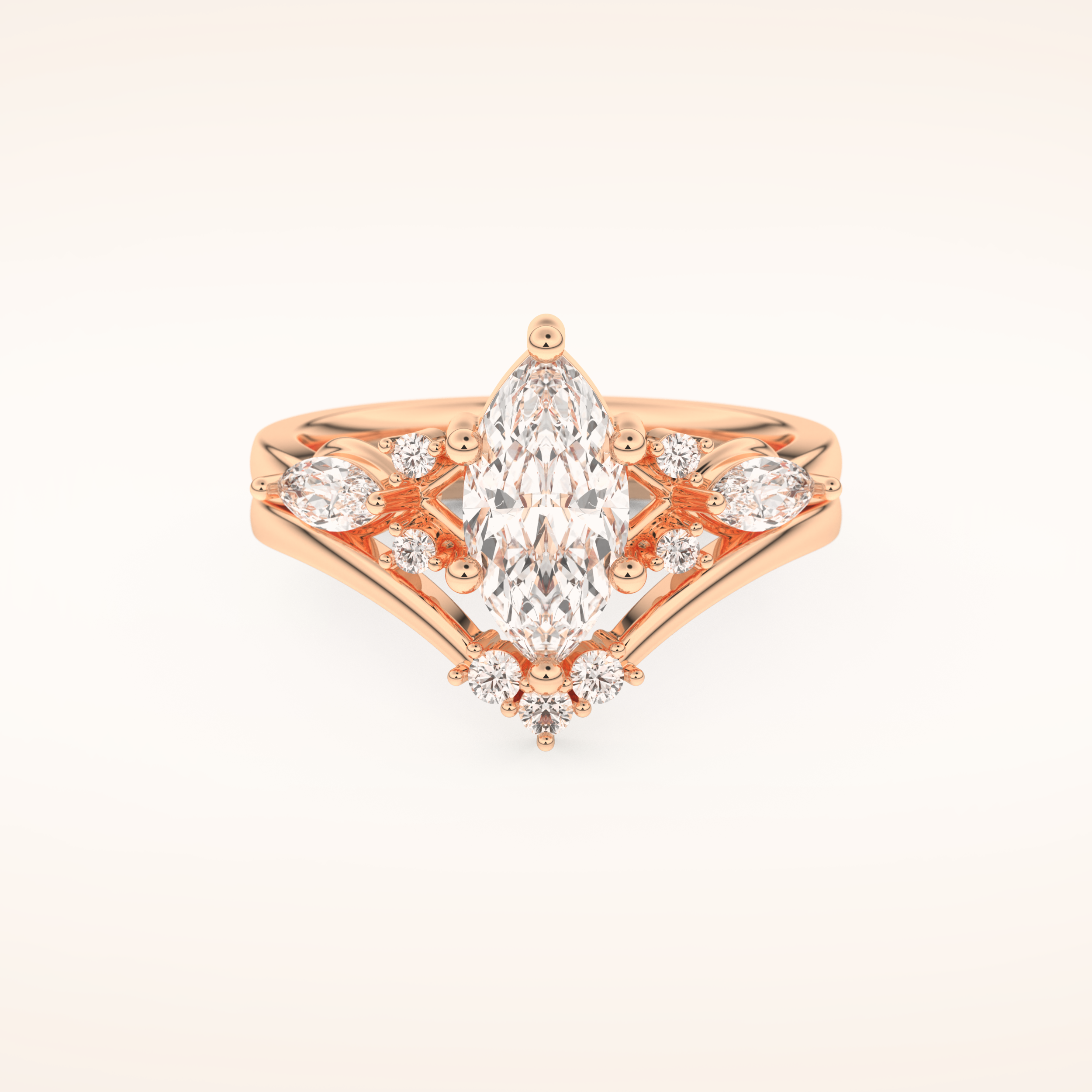 1.08 CT Marquise Shaped Solitaire Moissanite Bridal Set 13