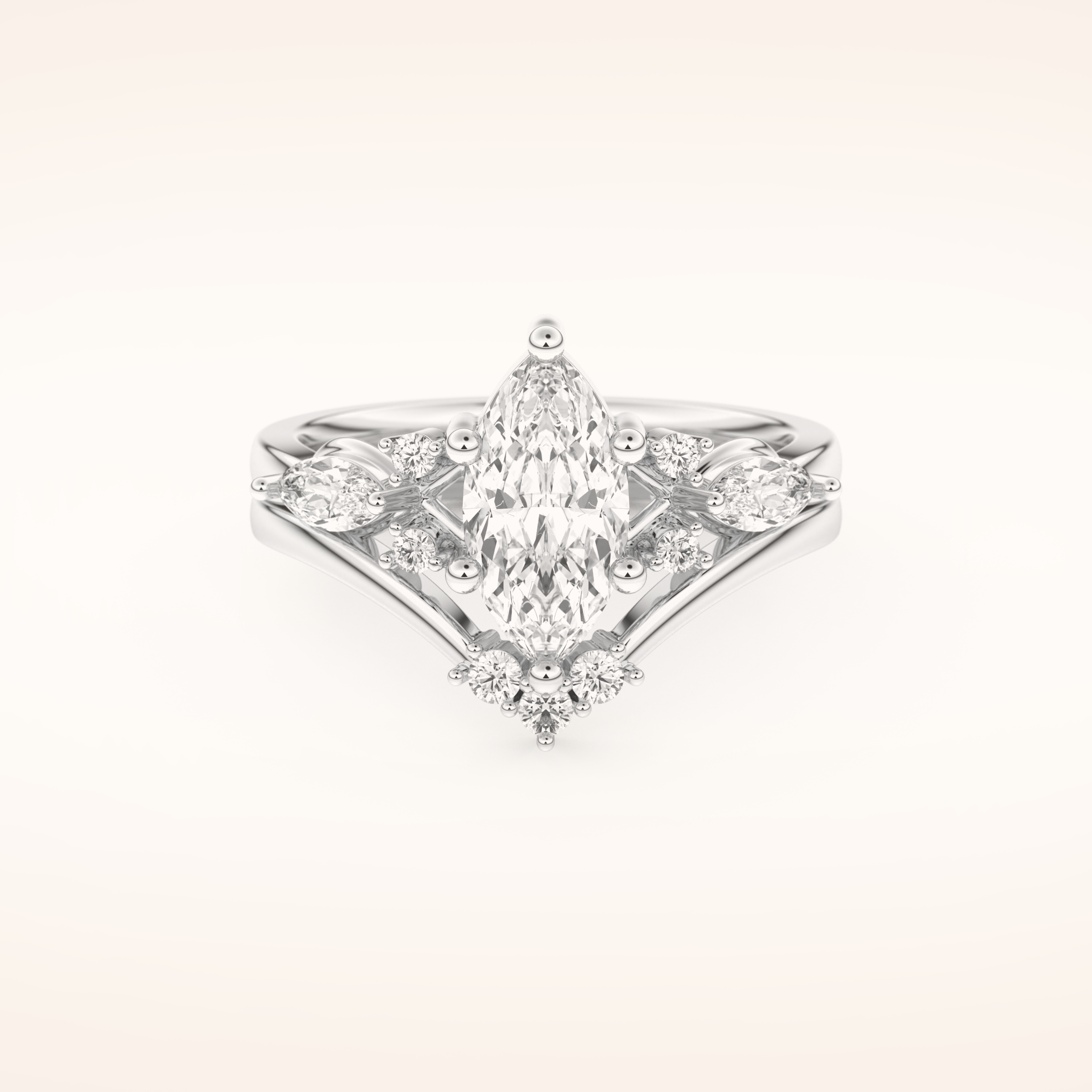 1.08 CT Marquise Shaped Solitaire Moissanite Bridal Set 1