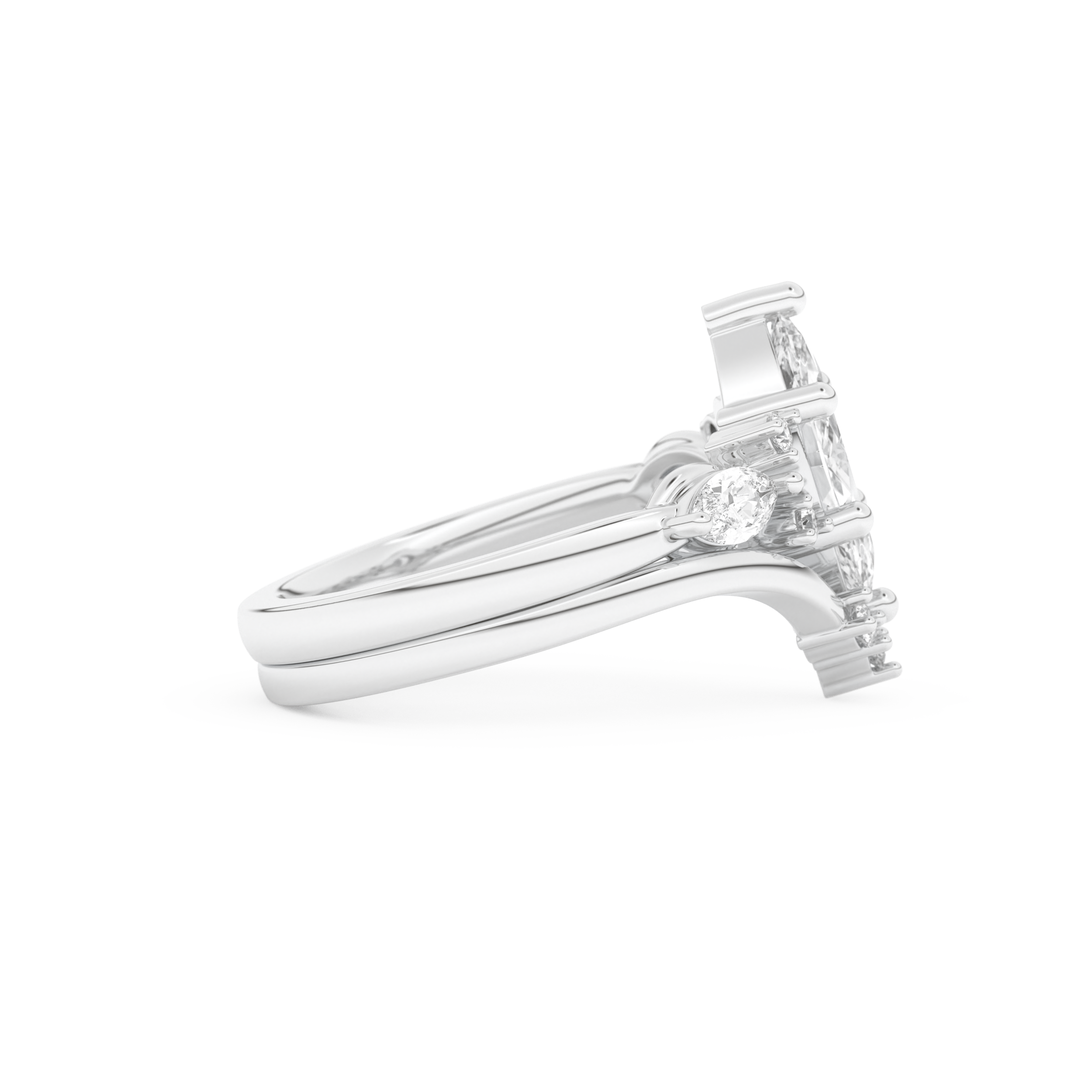 Marquise Cut Moissanite Bridal Set with Solitaire Settings– 1.08 CT Center, 0.32 TCW Accents 3