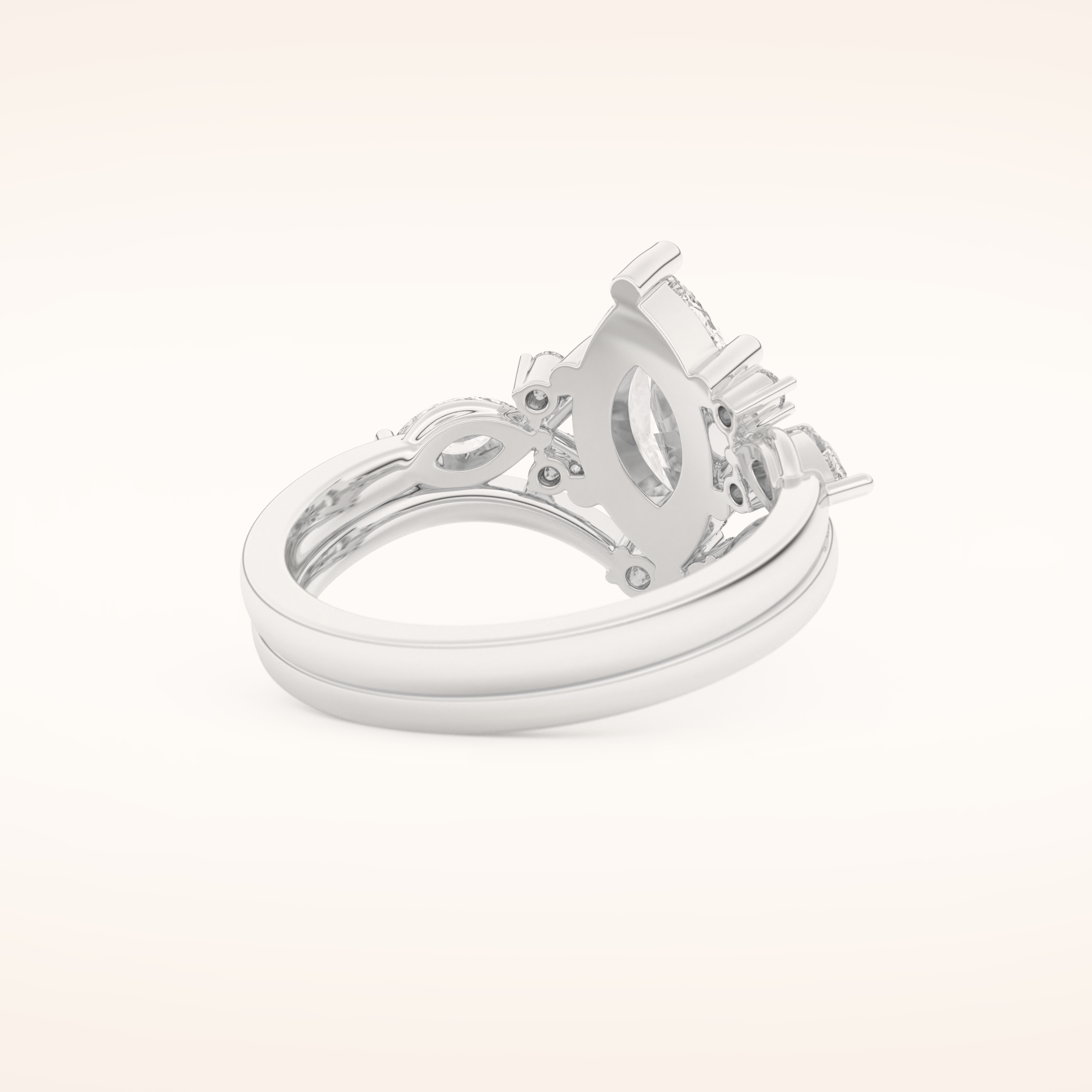 1.08 CT Marquise Shaped Solitaire Moissanite Bridal Set 3