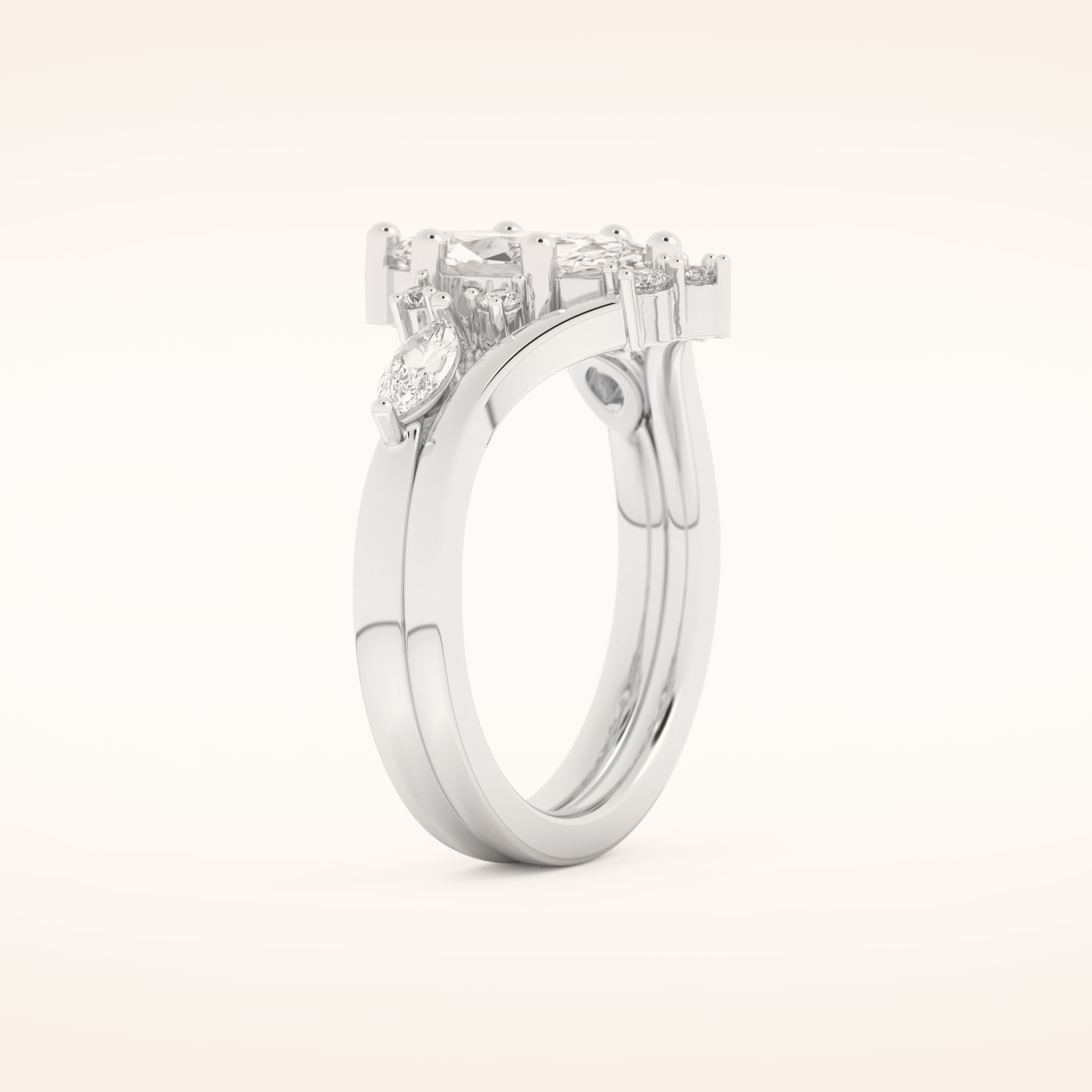 1.08 CT Marquise Shaped Solitaire Moissanite Bridal Set 4