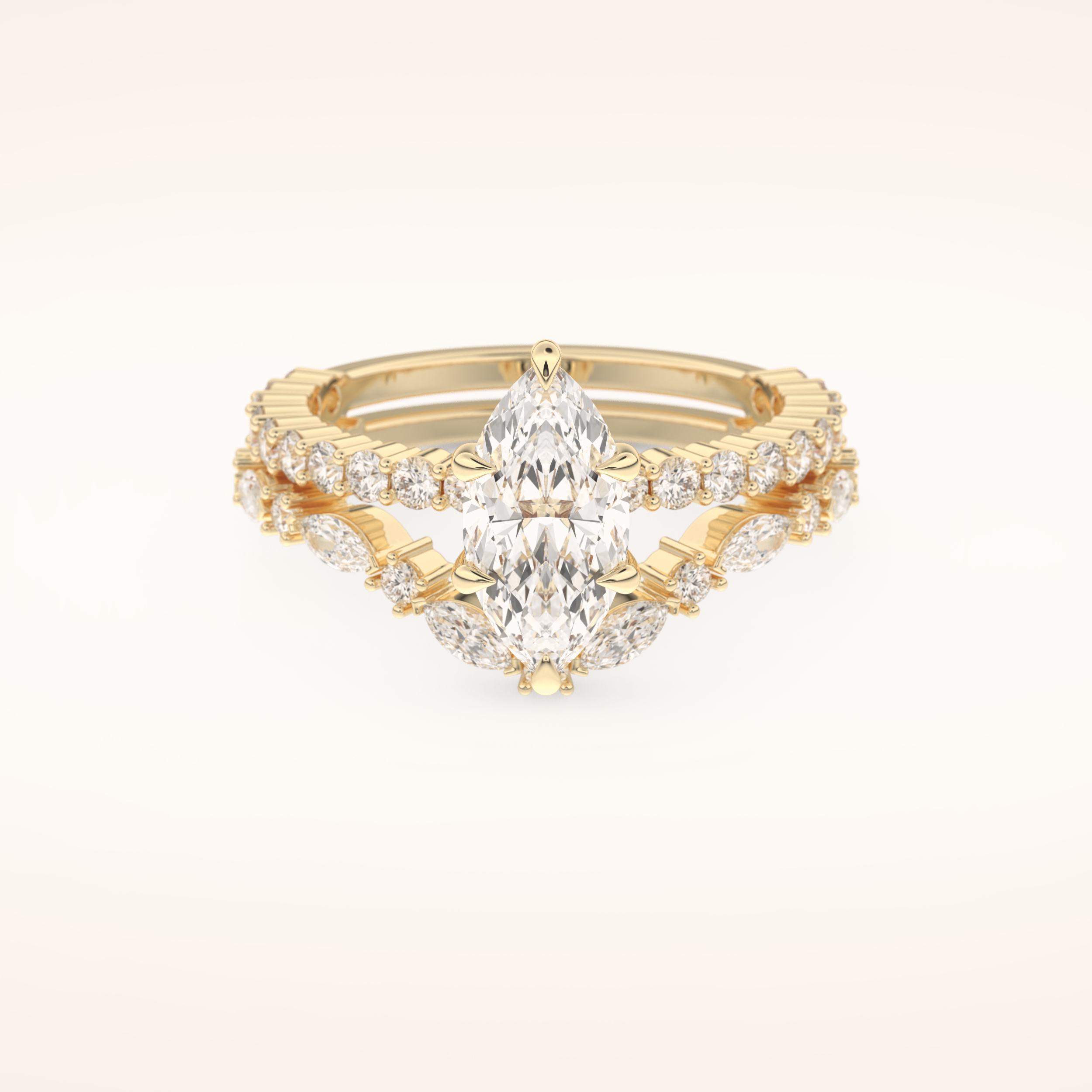1.08 CT Marquise Cut Pave Moissanite Bridal Set 7