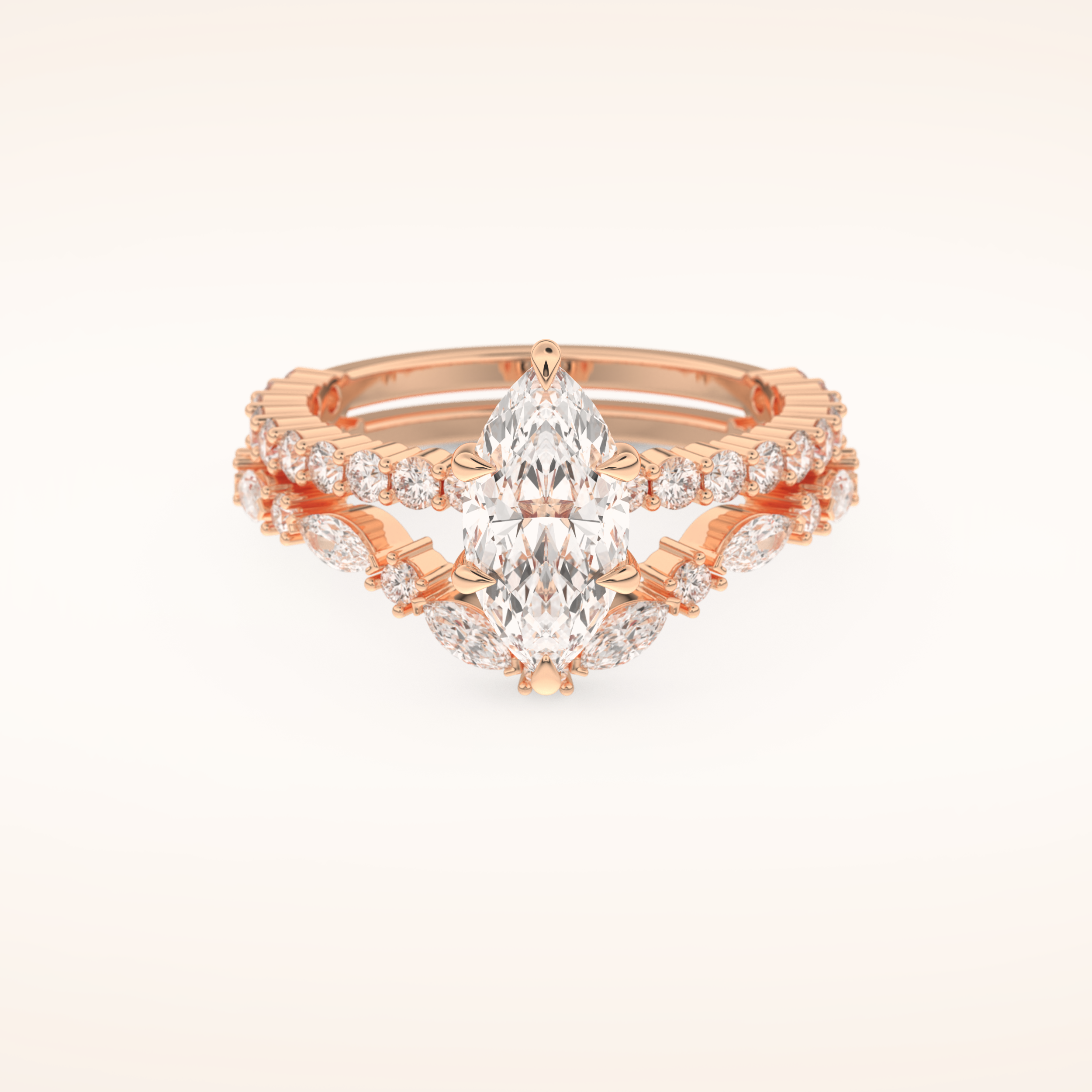 1.08 CT Marquise Cut Pave Moissanite Bridal Set 13
