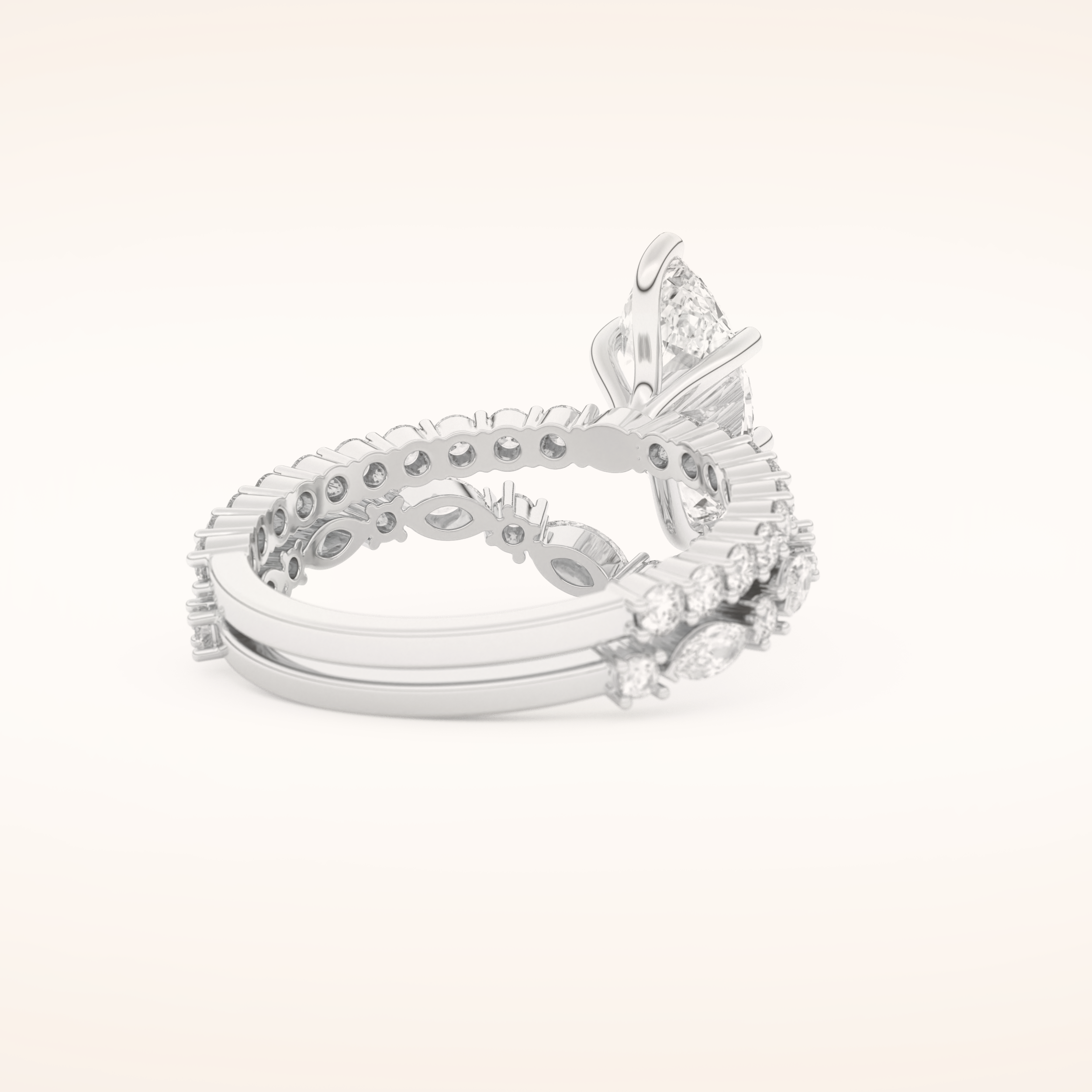 1.08 CT Marquise Cut Pave Moissanite Bridal Set 3