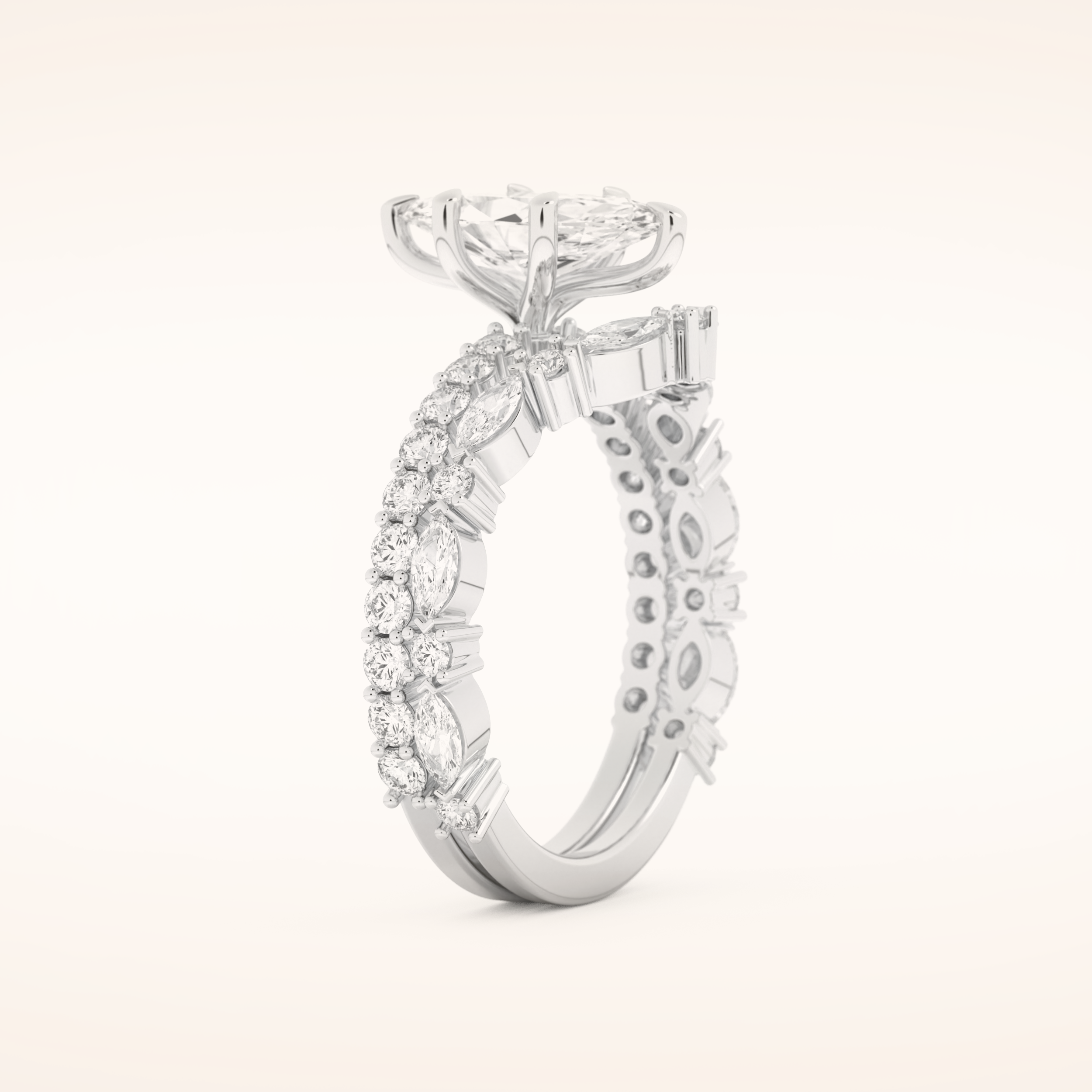 1.08 CT Marquise Cut Pave Moissanite Bridal Set 4