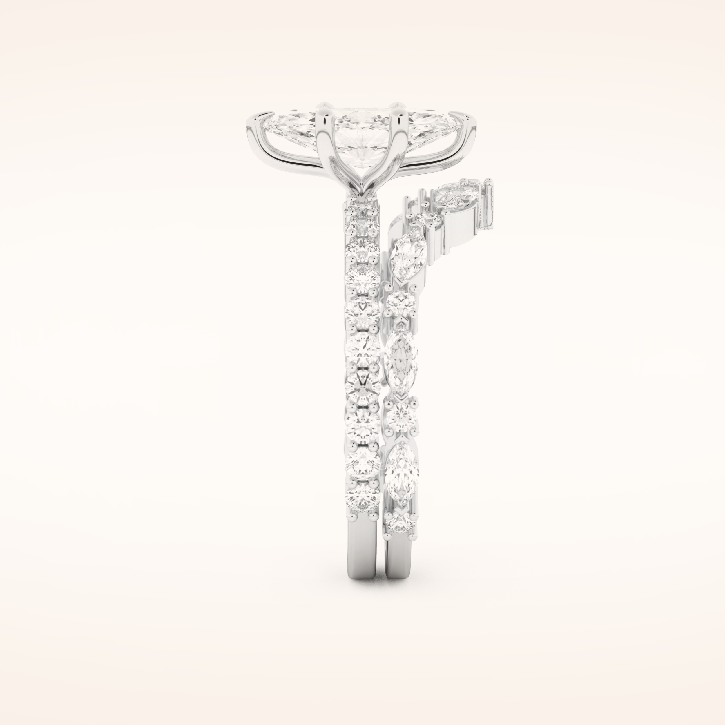 1.08 CT Marquise Cut Pave Moissanite Bridal Set 6