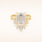 3.71 CT Emerald Cut Solitaire Moissanite Bridal Set 7