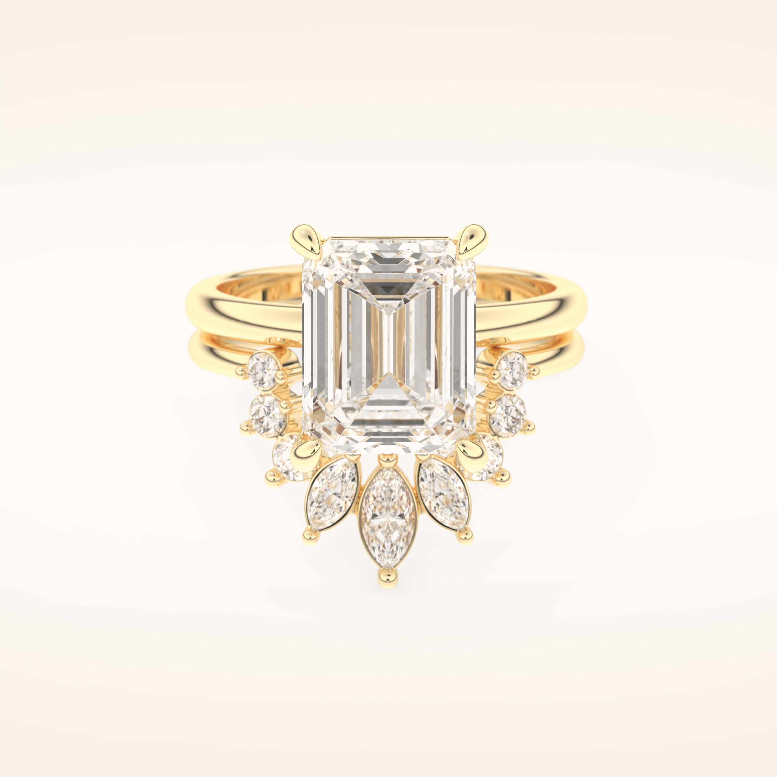 3.71 CT Emerald Cut Solitaire Moissanite Bridal Set 7