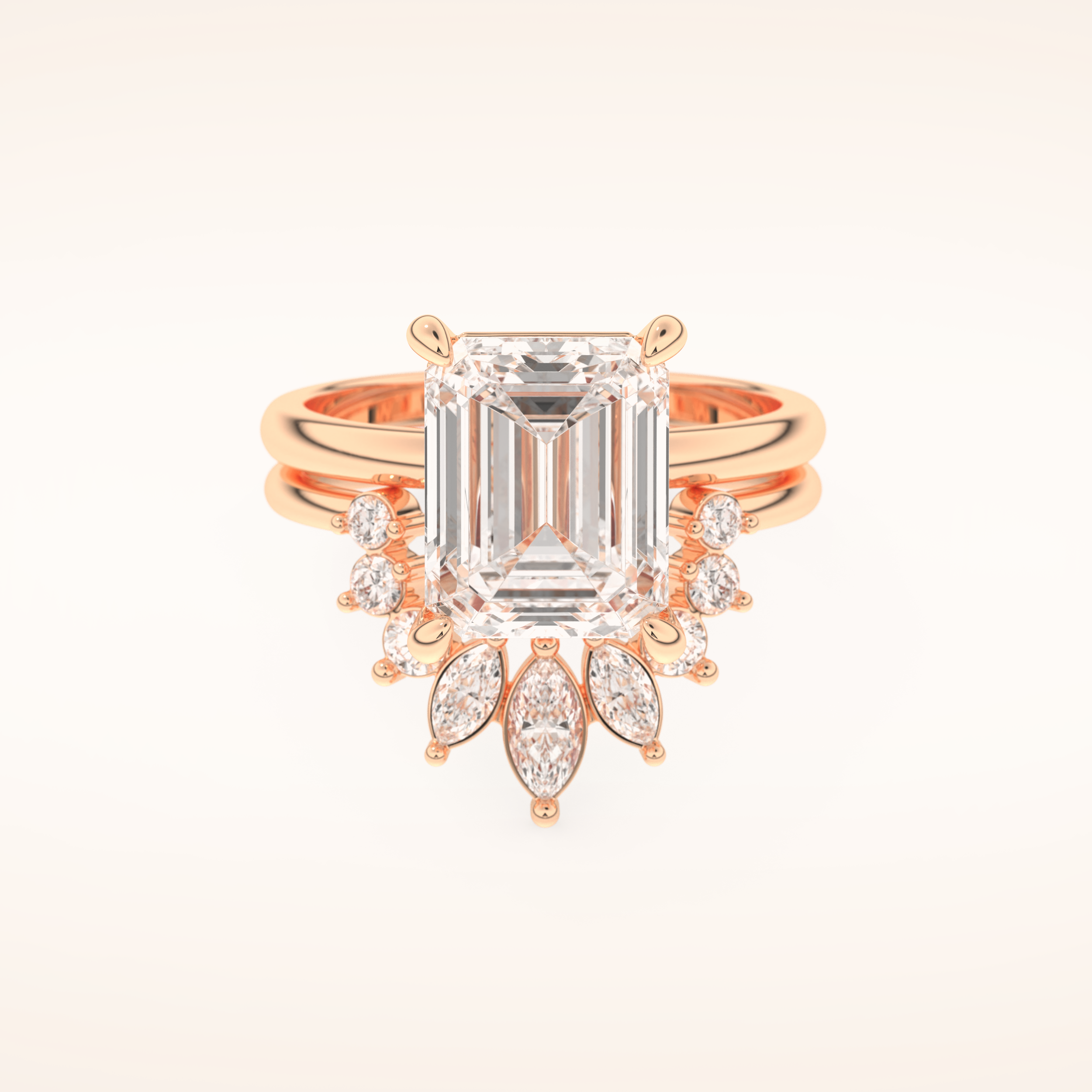 3.71 CT Emerald Cut Solitaire Moissanite Bridal Set 13