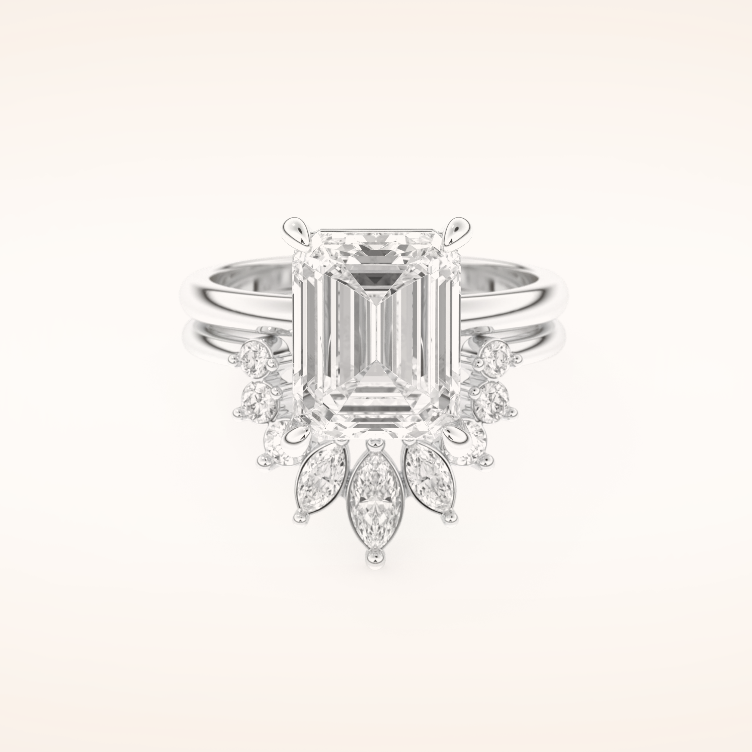 3.71 CT Emerald Cut Solitaire Moissanite Bridal Set 1