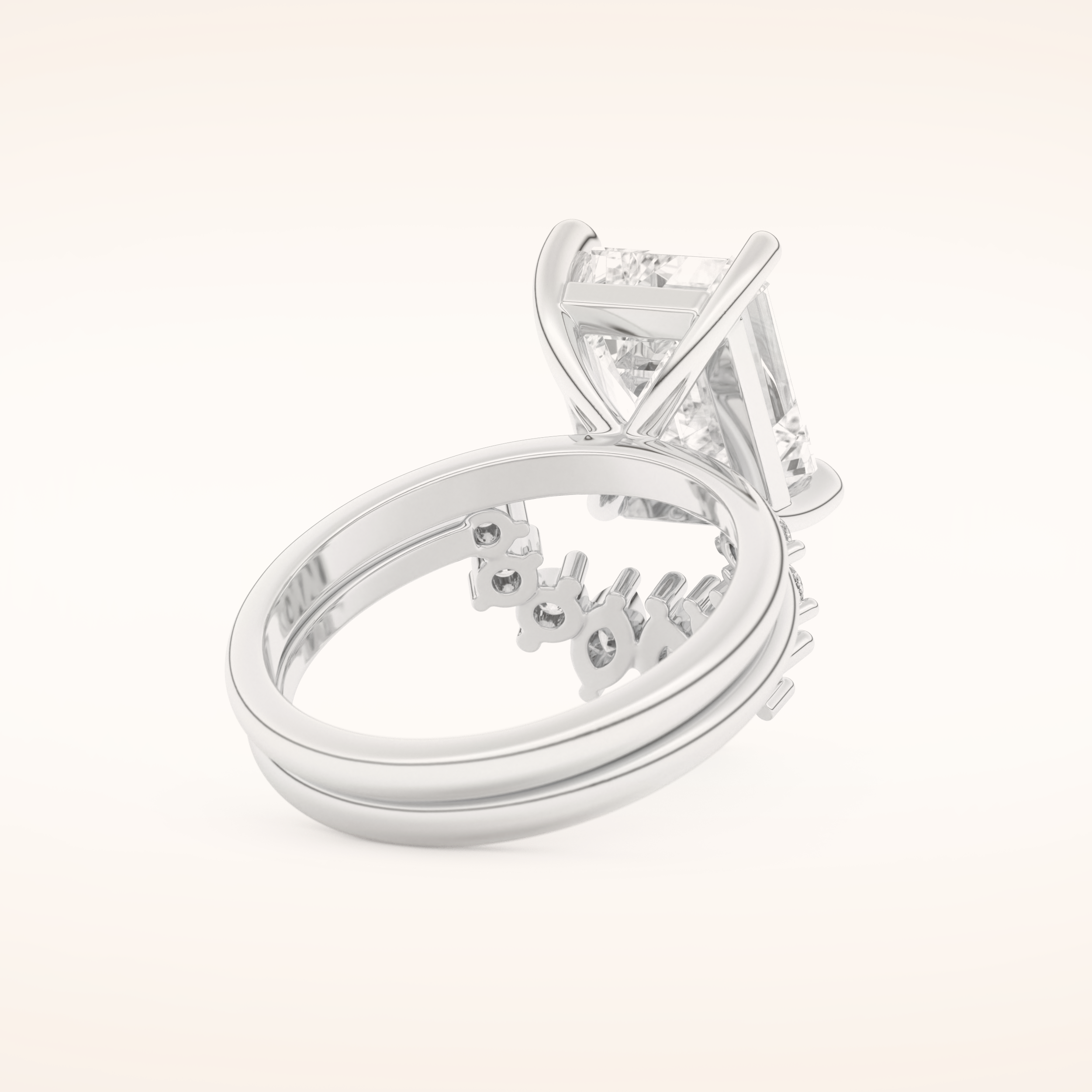 3.71 CT Emerald Cut Solitaire Moissanite Bridal Set 3