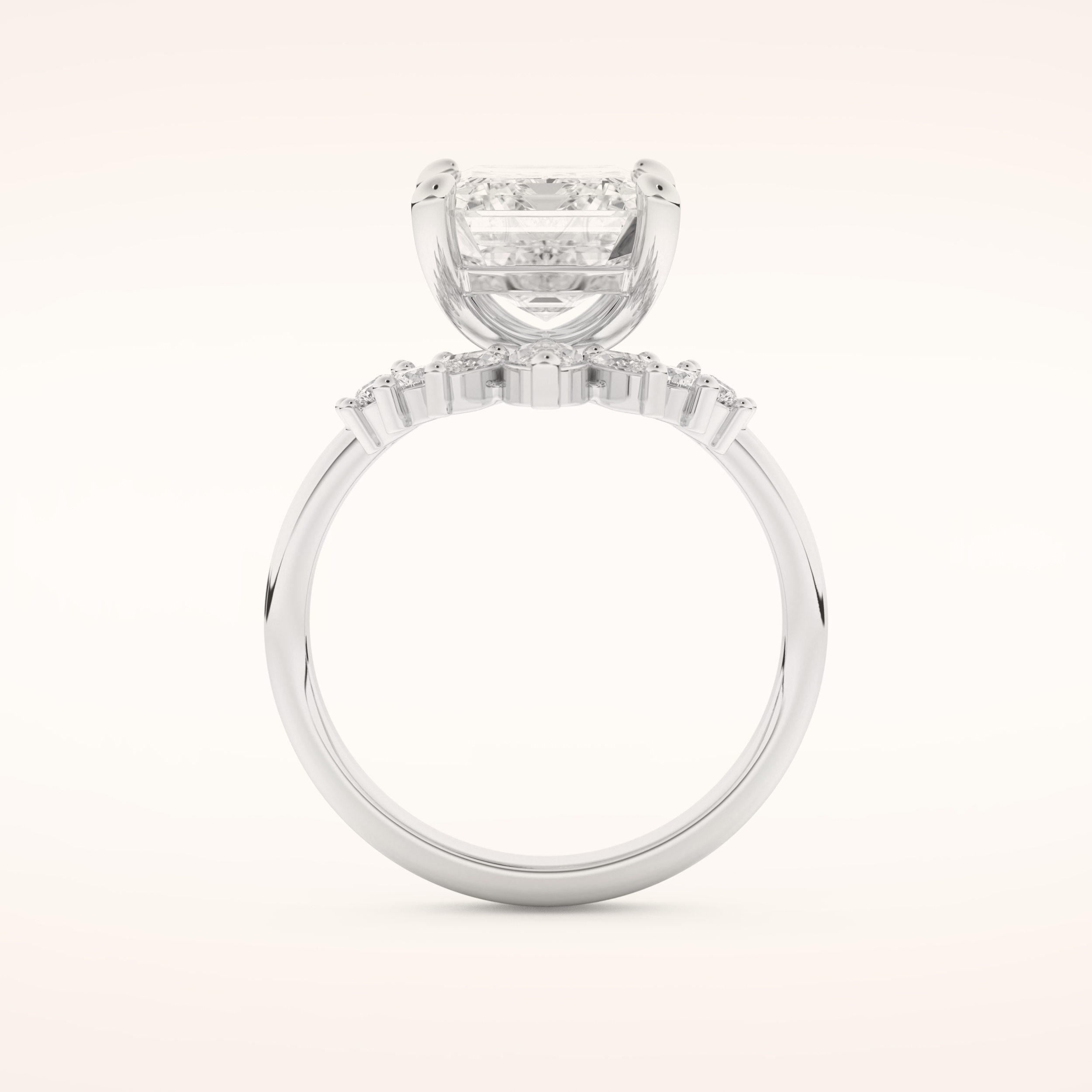 3.71 CT Emerald Cut Solitaire Moissanite Bridal Set 5