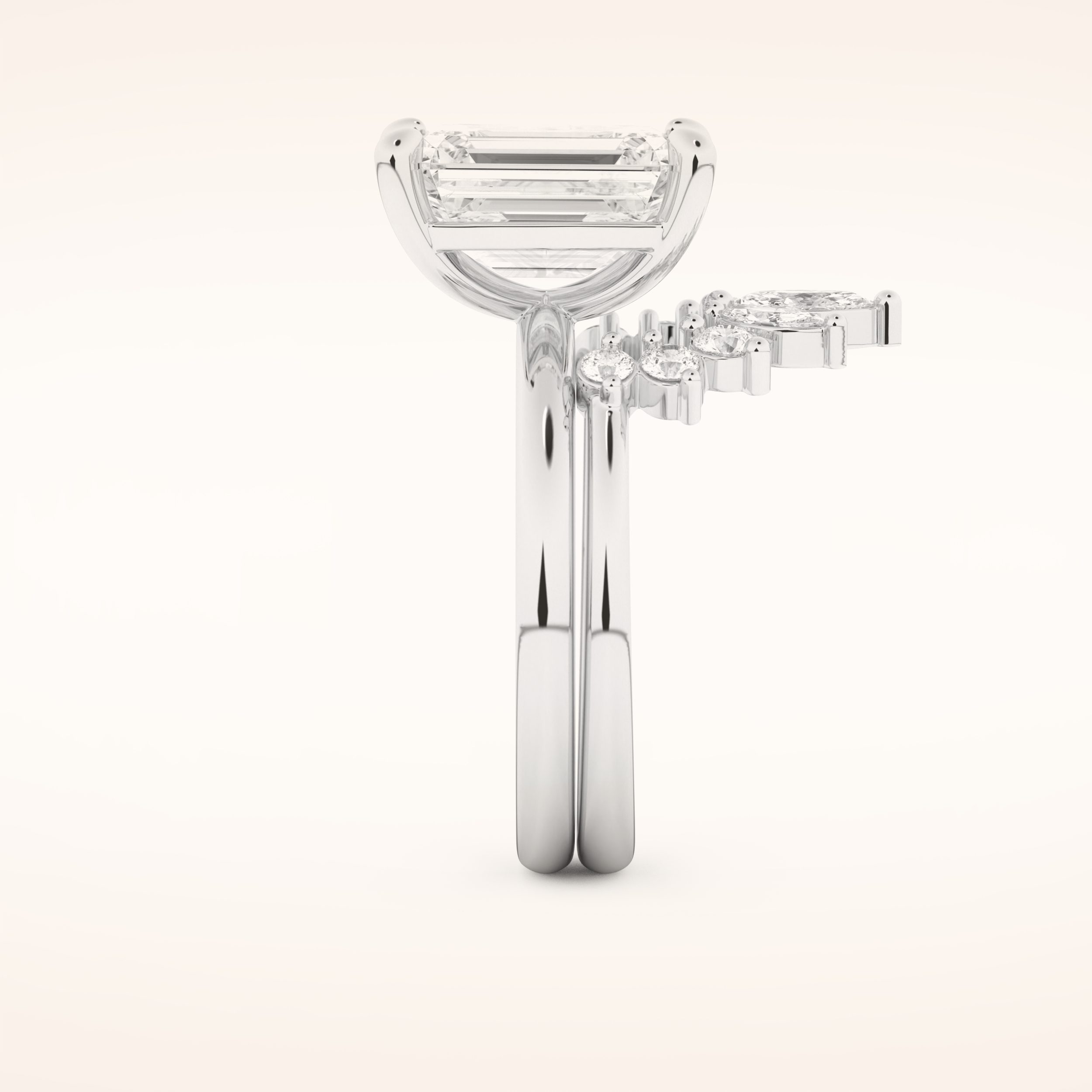 3.71 CT Emerald Cut Solitaire Moissanite Bridal Set 6