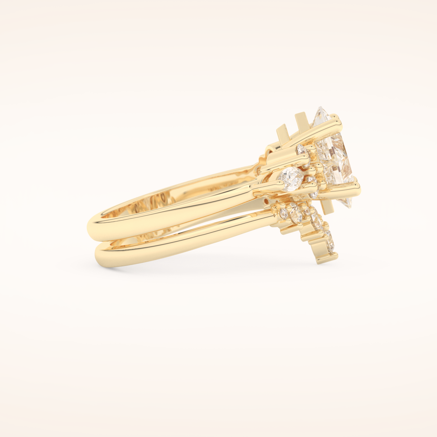 1.72 CT Princess Cut Cluster Moissanite Bridal Set