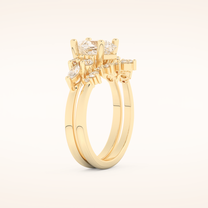 1.72 CT Princess Cut Cluster Moissanite Bridal Set