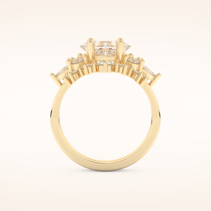 1.72 CT Princess Cut Cluster Moissanite Bridal Set