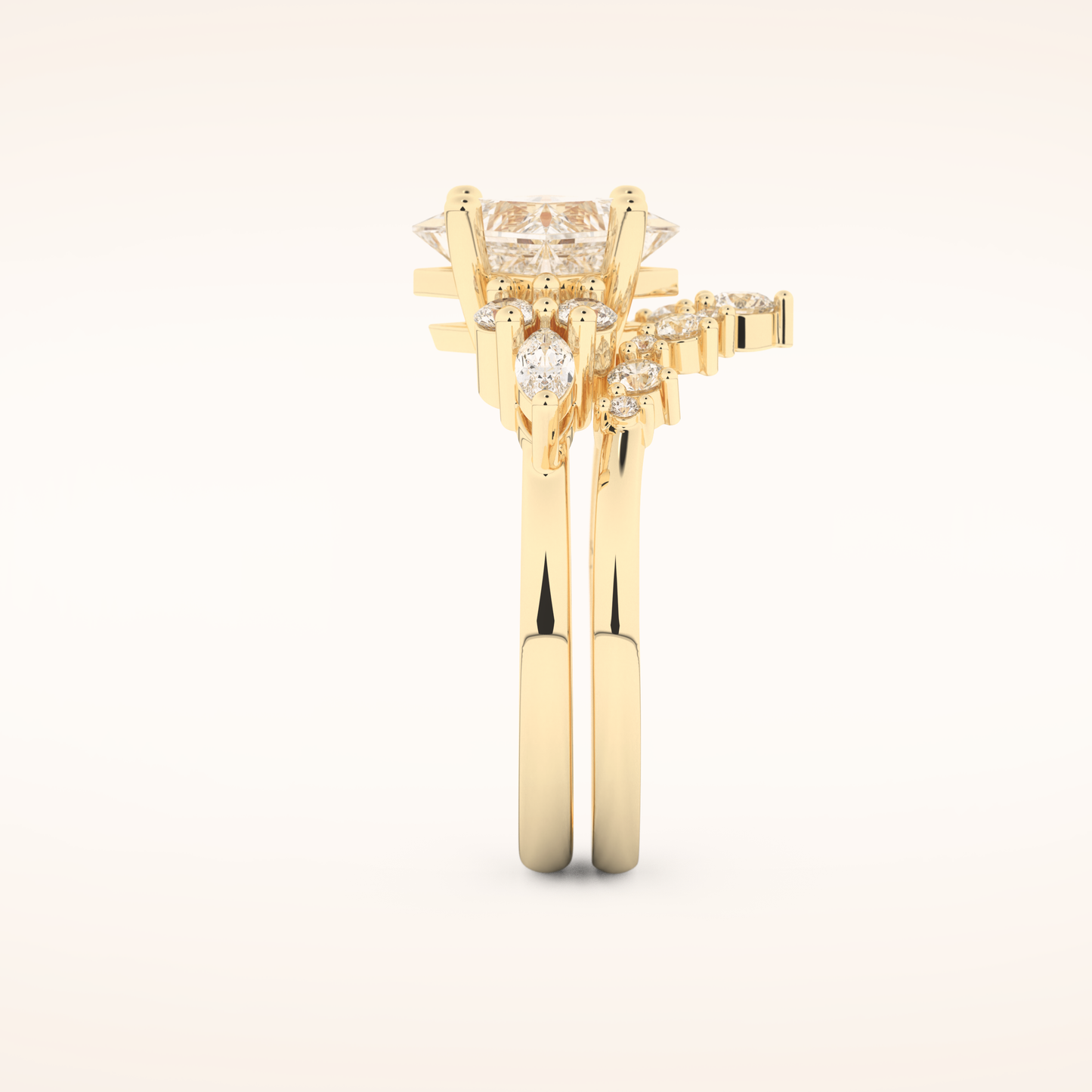 1.72 CT Princess Cut Cluster Moissanite Bridal Set