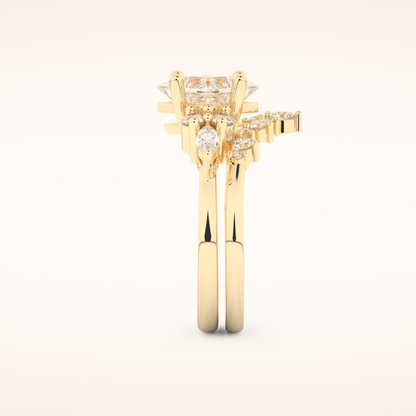 1.72 CT Princess Cut Cluster Moissanite Bridal Set