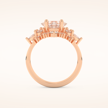 1.72 CT Princess Cut Cluster Moissanite Bridal Set