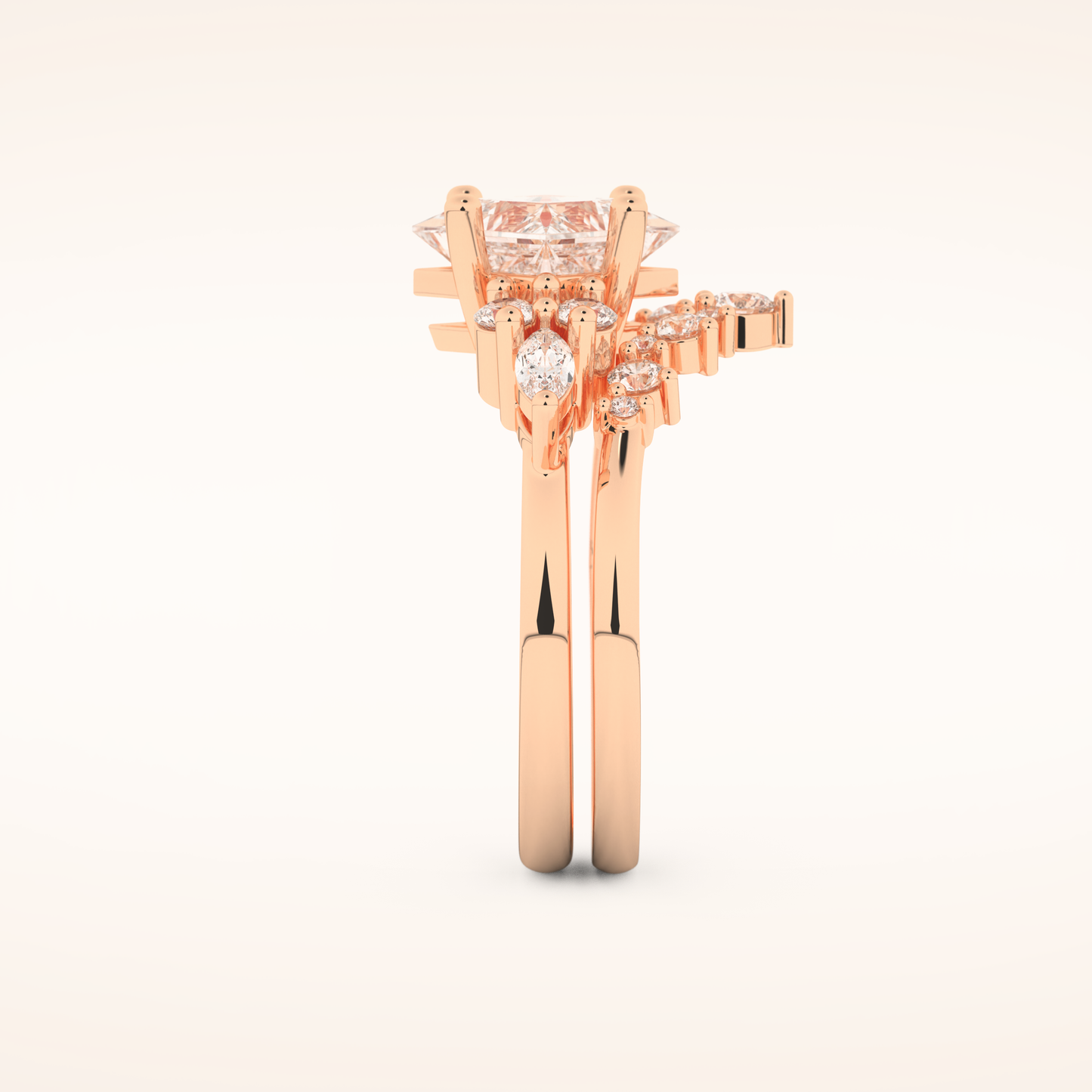 1.72 CT Princess Cut Cluster Moissanite Bridal Set