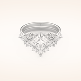 1.72 CT Princess Cut Cluster Moissanite Bridal Set 1