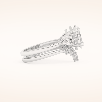 1.72 CT Princess Cut Cluster Moissanite Bridal Set