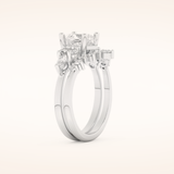 1.72 CT Princess Cut Cluster Moissanite Bridal Set 4